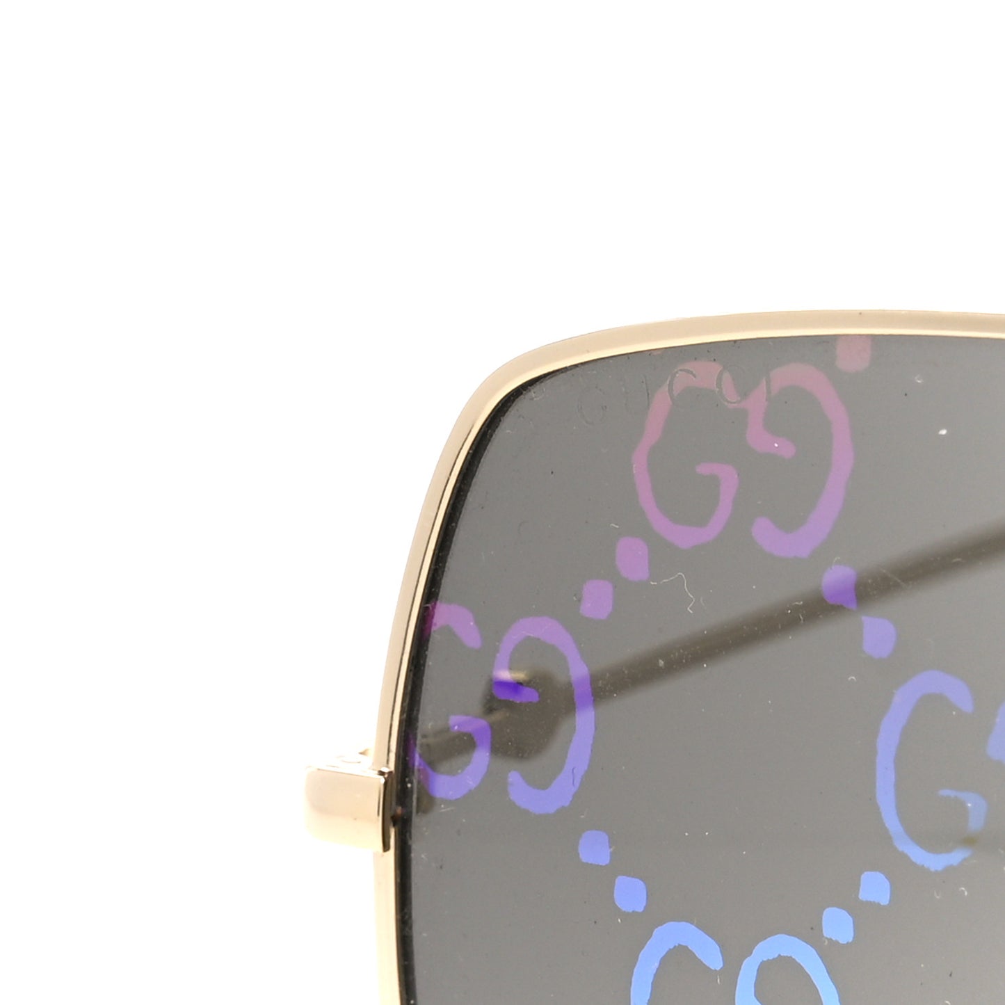 Metal Rectangular Frame Sunglasses GG0414S Gold Multicolor
