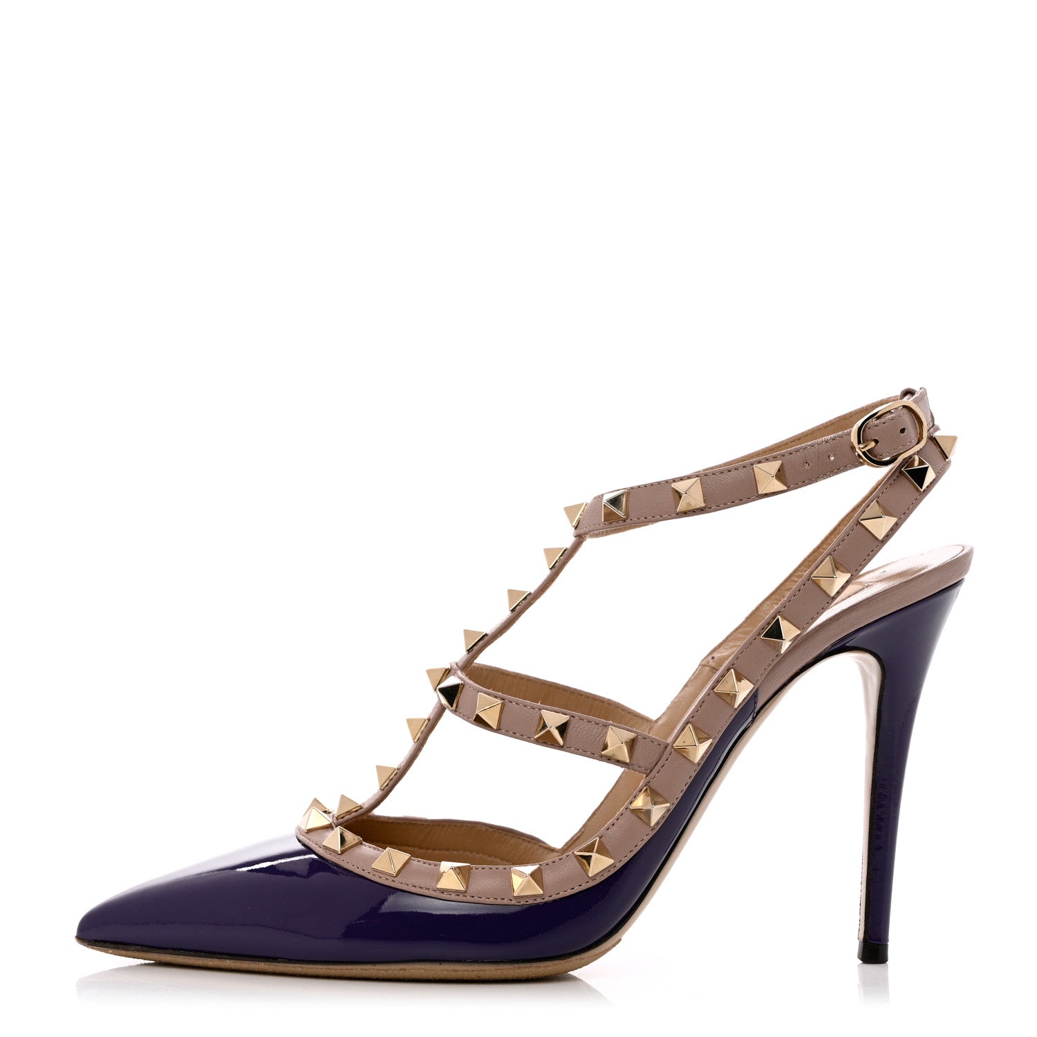 Valentino Garavani Patent Nappa Rockstud Ankle Strap 100mm Pumps 39.5 Purple Poudre 1 of 11