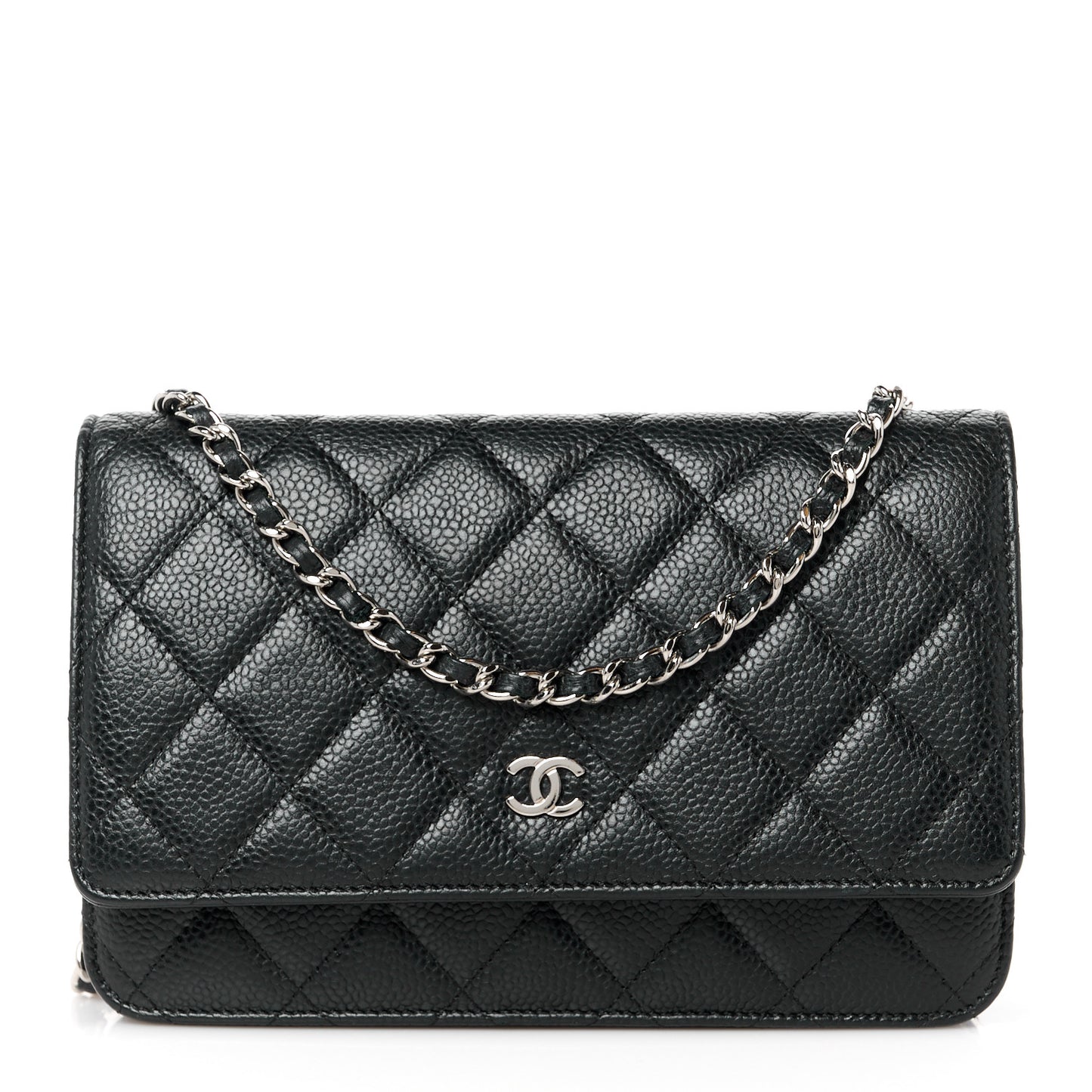 Caviar Quilted Wallet on Chain WOC Black