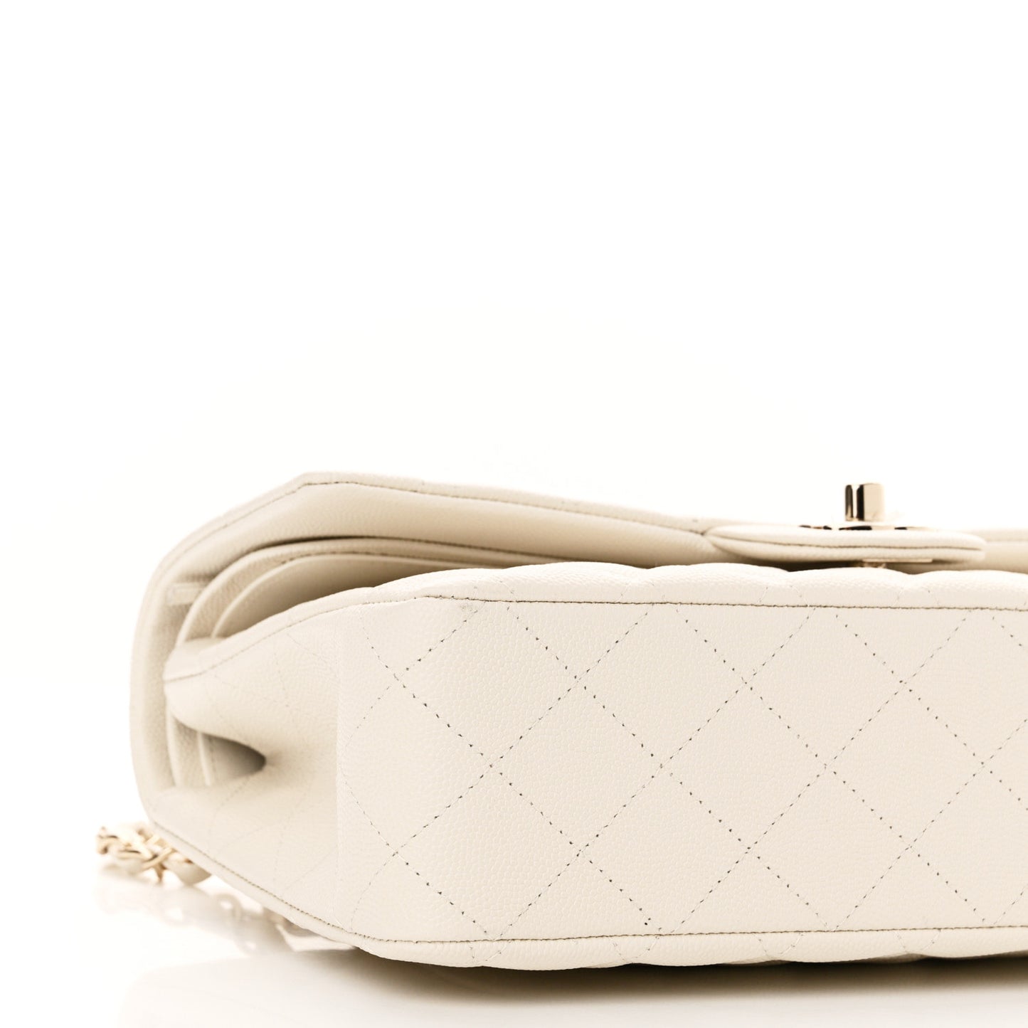 Caviar Quilted Medium Double Flap White