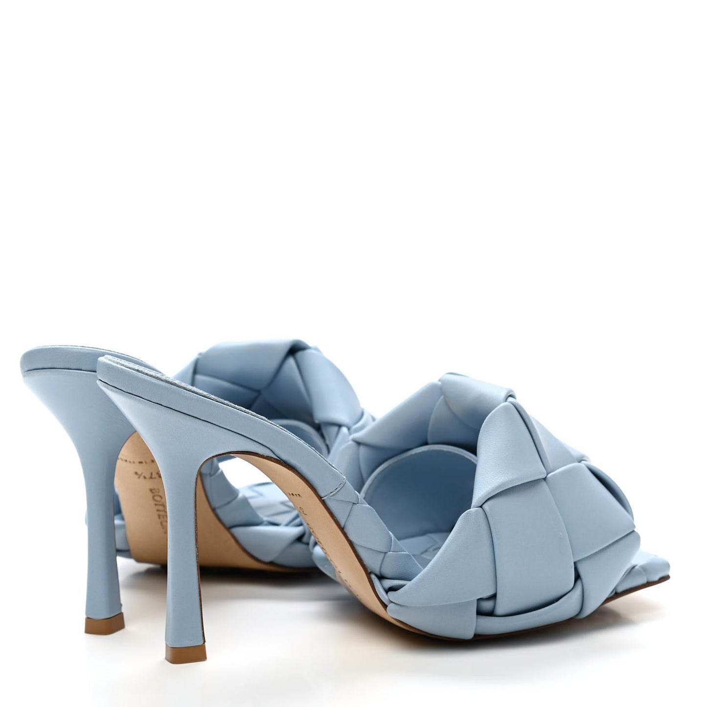 Nappa Maxi Intrecciato Lido Mule Sandals 37.5 Ice