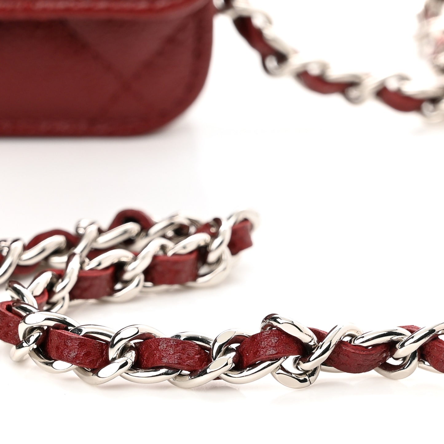 Caviar Quilted Wallet on Chain WOC Burgundy