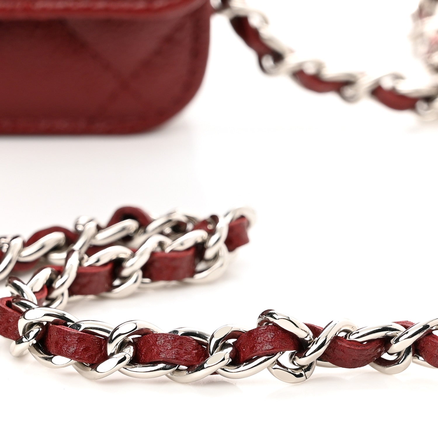 Chanel Caviar Quilted Wallet on Chain WOC Burgundy 12 of 13