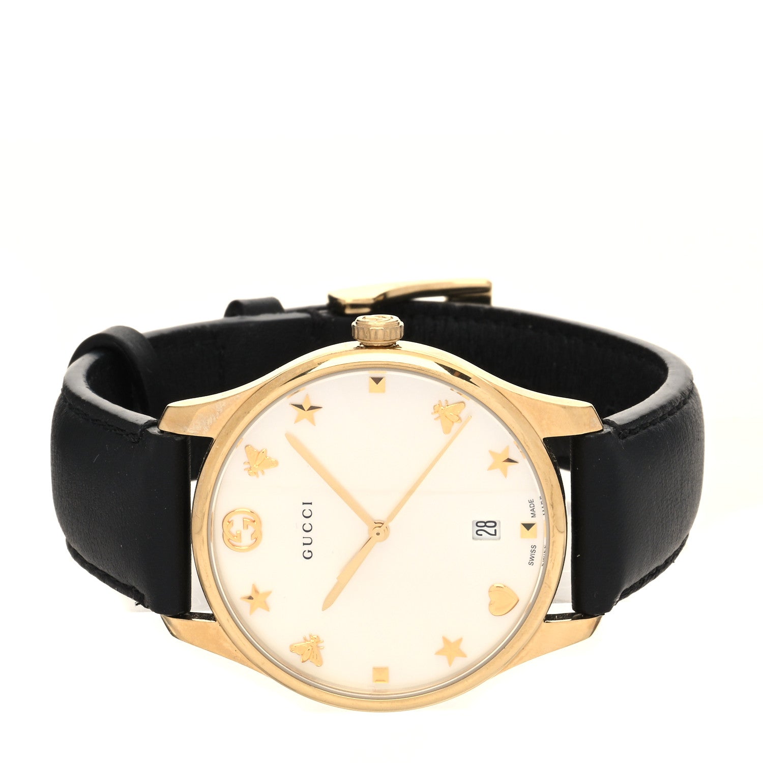 Gucci Stainless Steel Calfskin Mother of Pearl 36mm G-Timeless Charm Quartz Watch 2 of 4