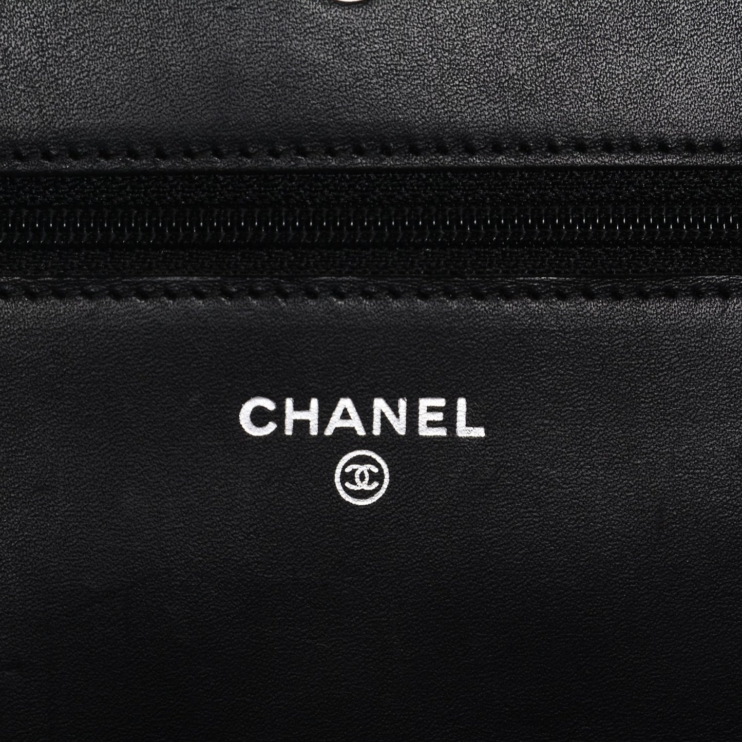 Calfskin Quilted Cambon Wallet On Chain WOC Black