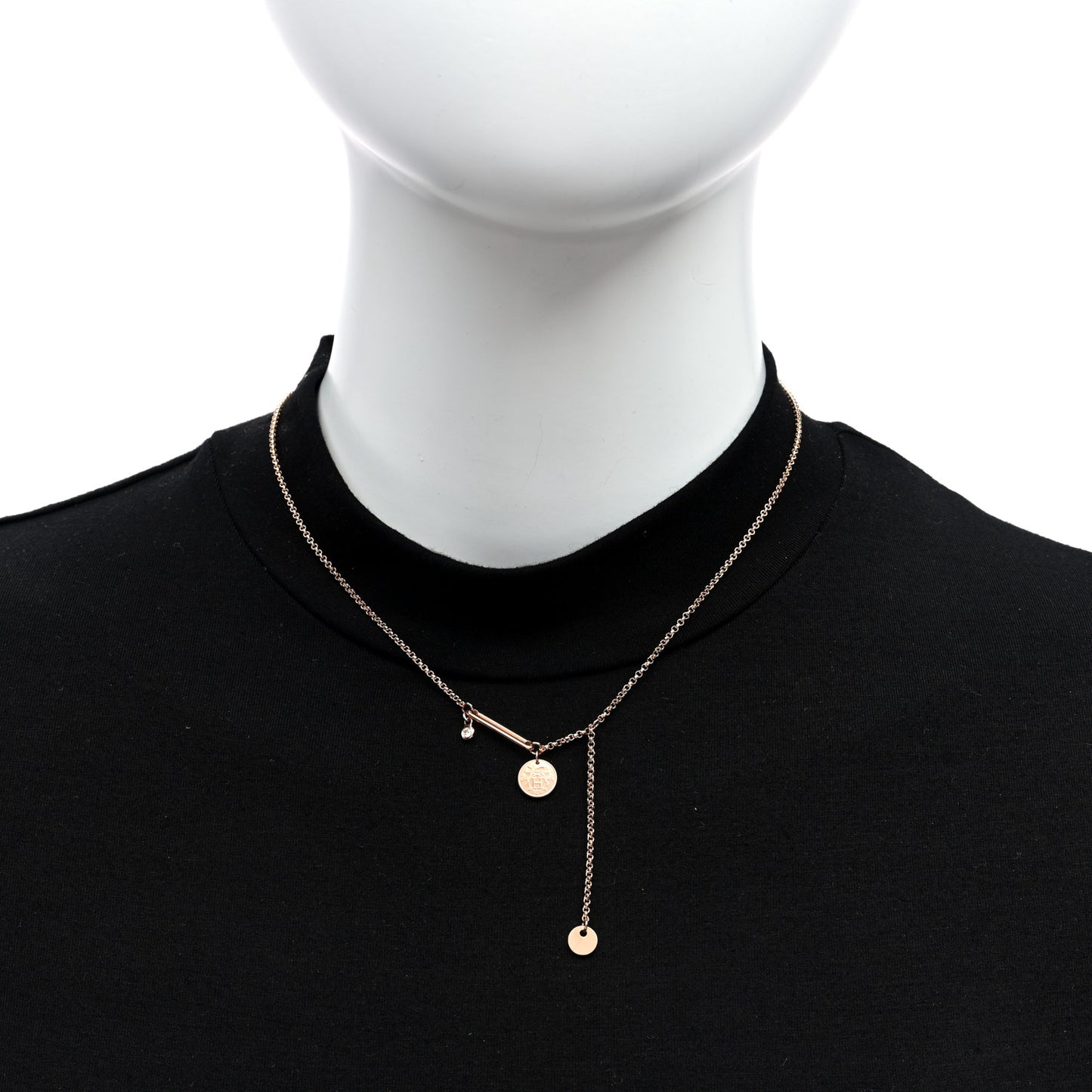 18K Rose Gold Diamond PM Ex-Libris Pendant Necklace