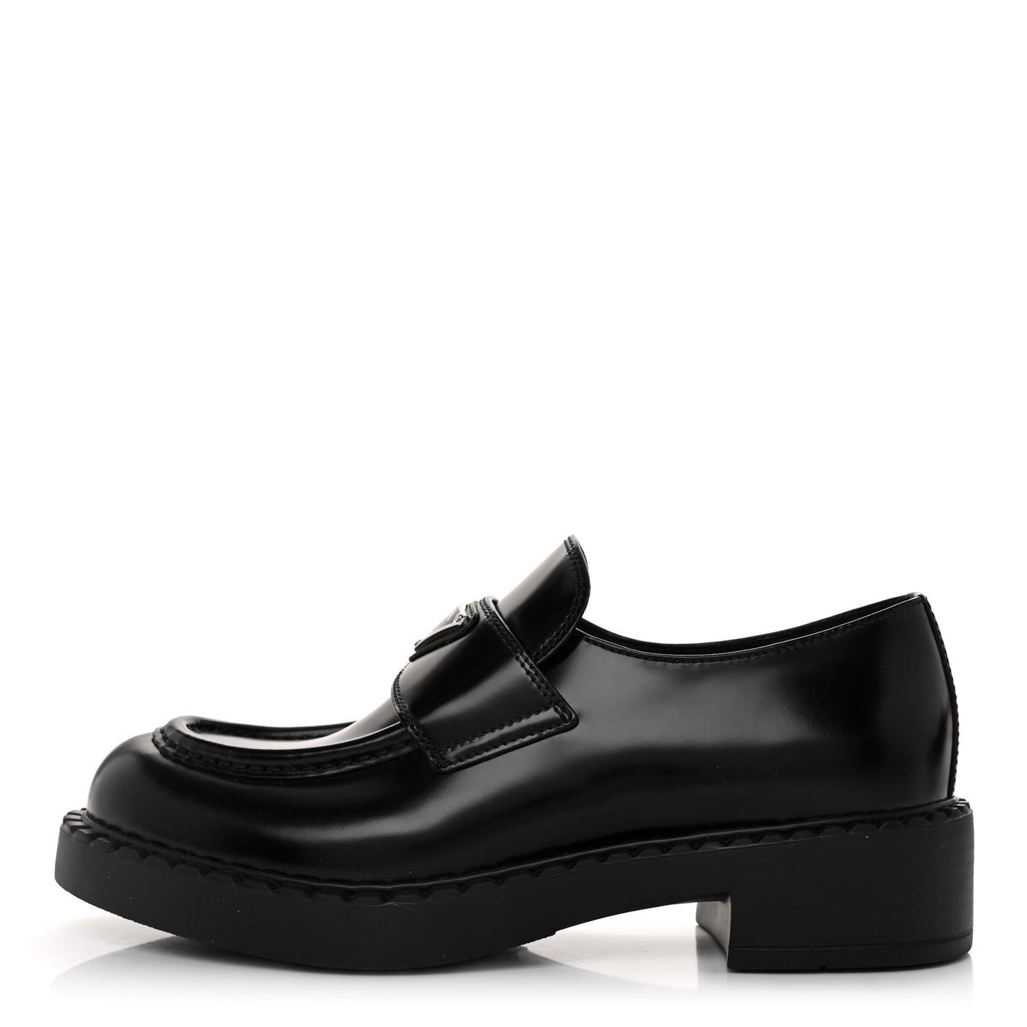 Spazzolato Metal Triangle Logo 50mm Loafers 37.5 Black