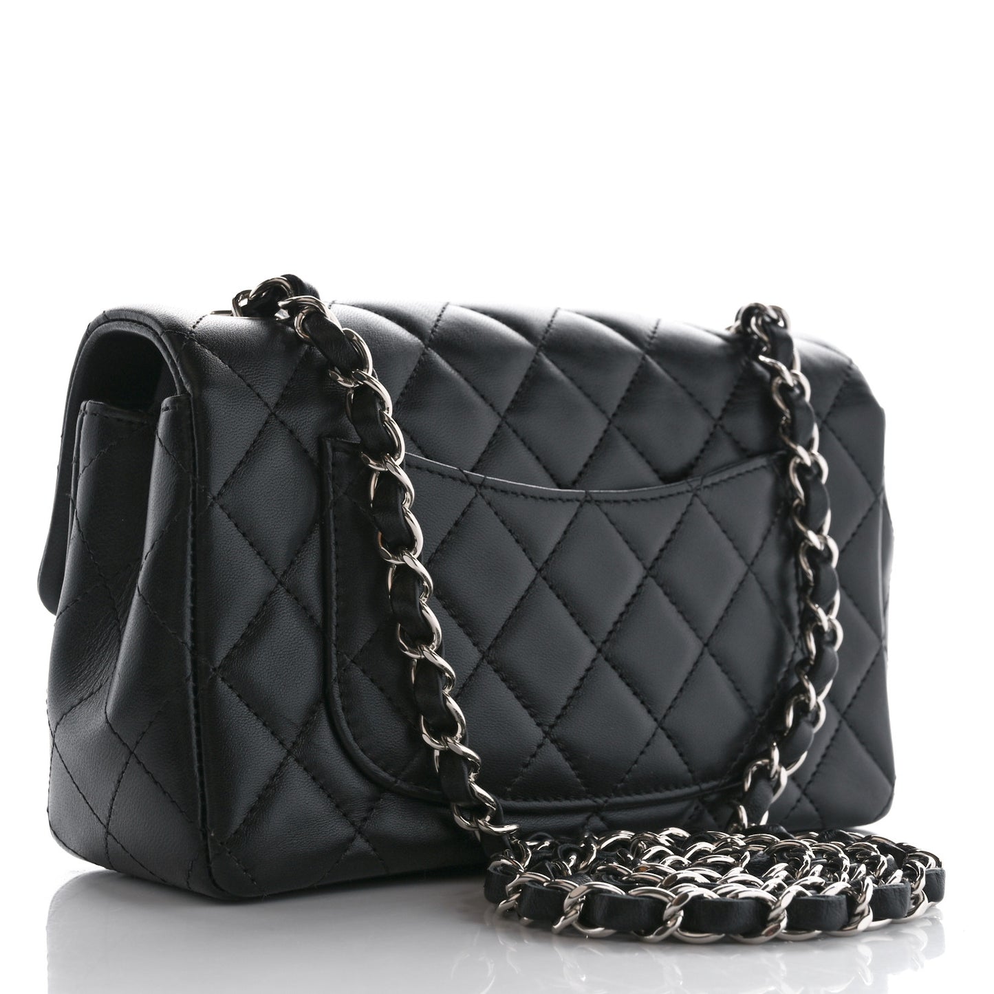 Lambskin Quilted Mini Rectangular Flap Black