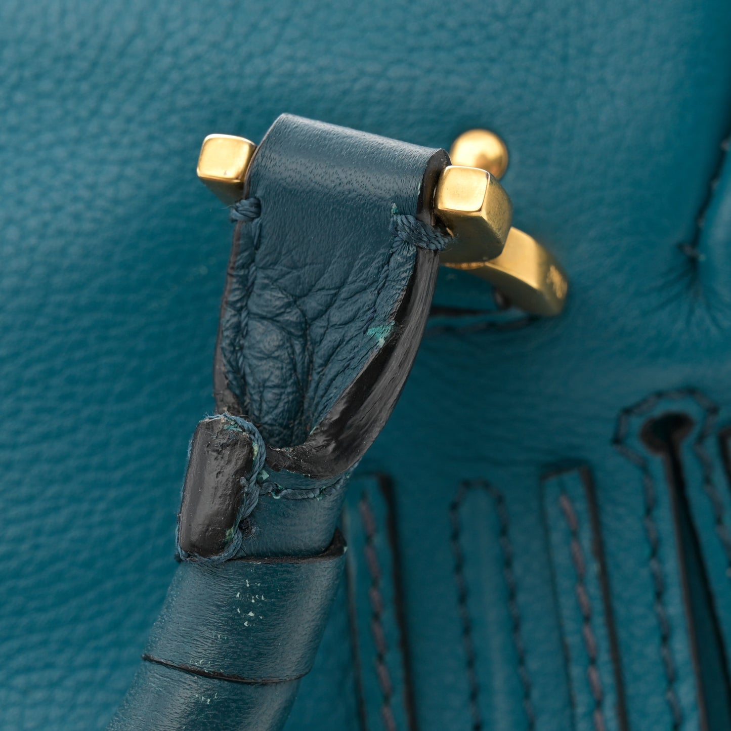 Calfskin Mini Marcie Satchel Washed Teal