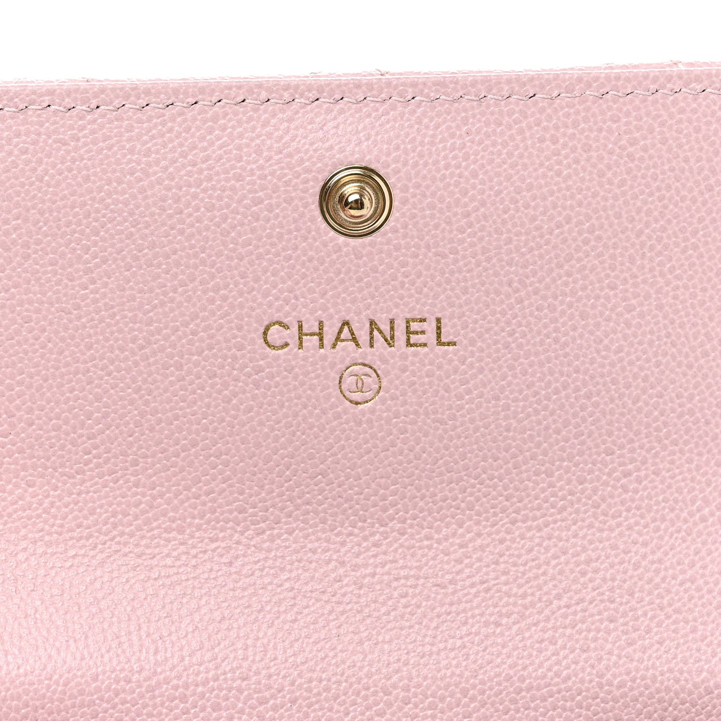 Caviar Quilted Studded CC Flap Card Holder Light Pink