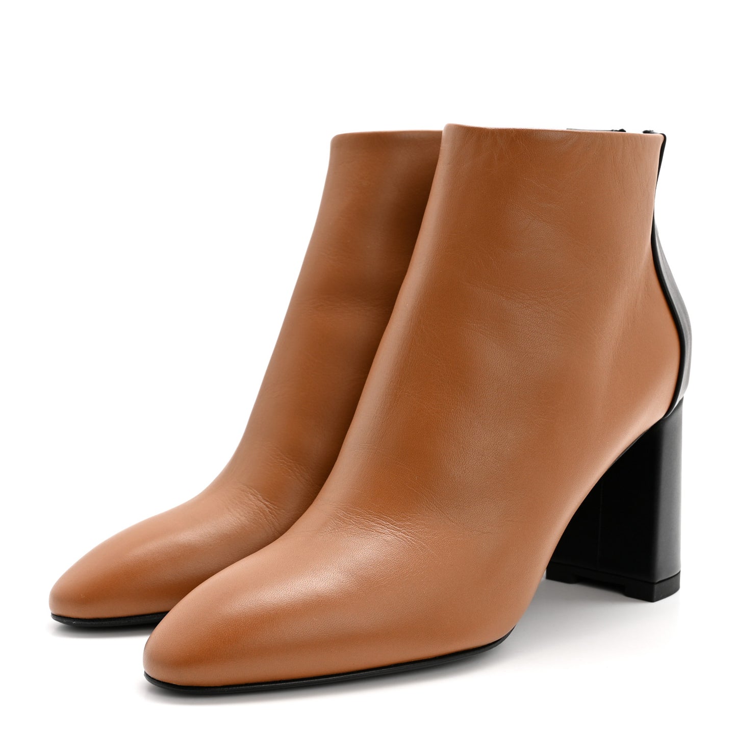 Calfskin Tuscan Two Tone Ankle Boots 38 Naturel Black