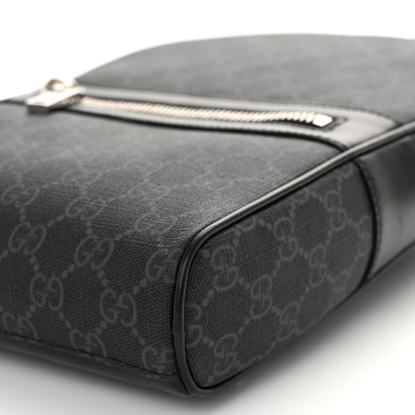 GG Supreme Monogram Calfskin Web Sling Backpack Black Grey