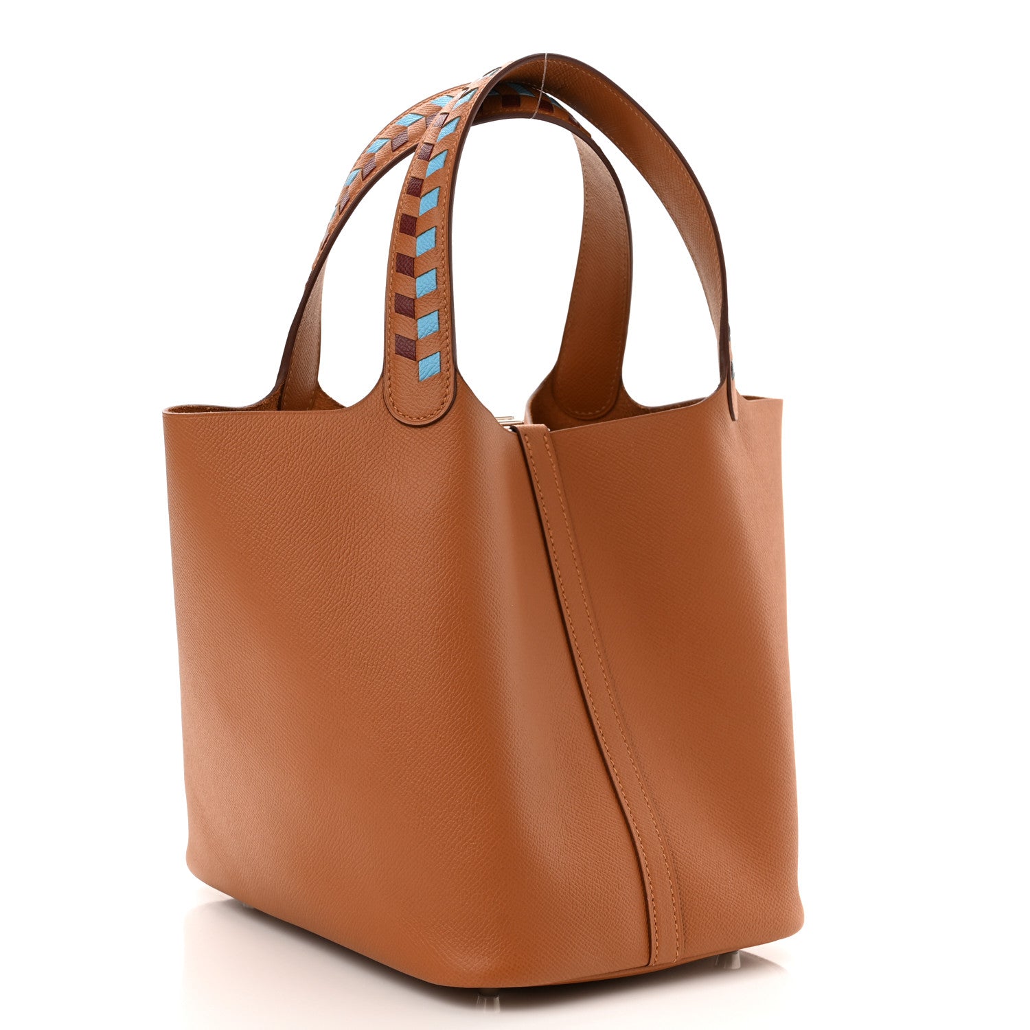 Hermes Epsom Tressage De Cuir Picotin Lock 22 MM Gold Bleu Du Nord Rouge H 3 of 10