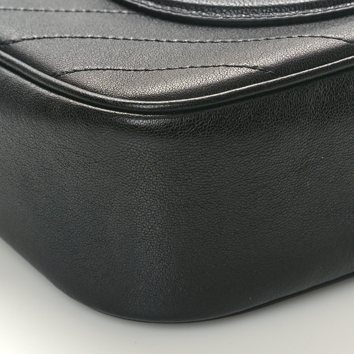Sakai Be Green Calfskin Diagonal Stitched Small Blondie Shoulder Bag Black