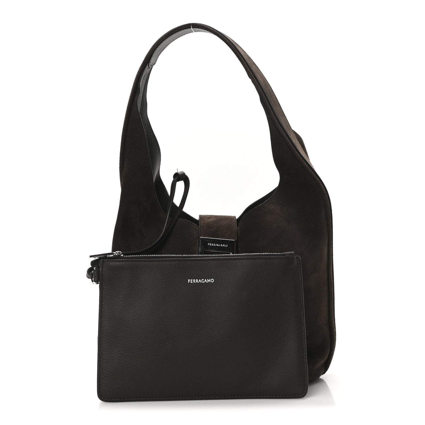 Calfskin Suede Medium Archivo Gancio Hobo Testa di Moro