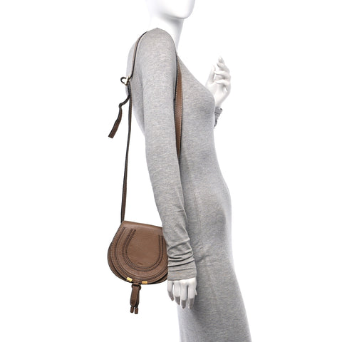 Grained Calfskin Small Marcie Saddle Bag Nut