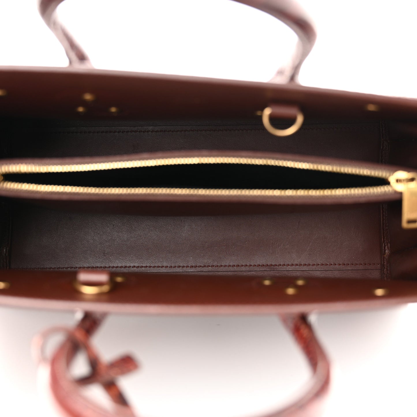 Calfskin Crocodile Embossed Small Sac De Jour Dark Blood