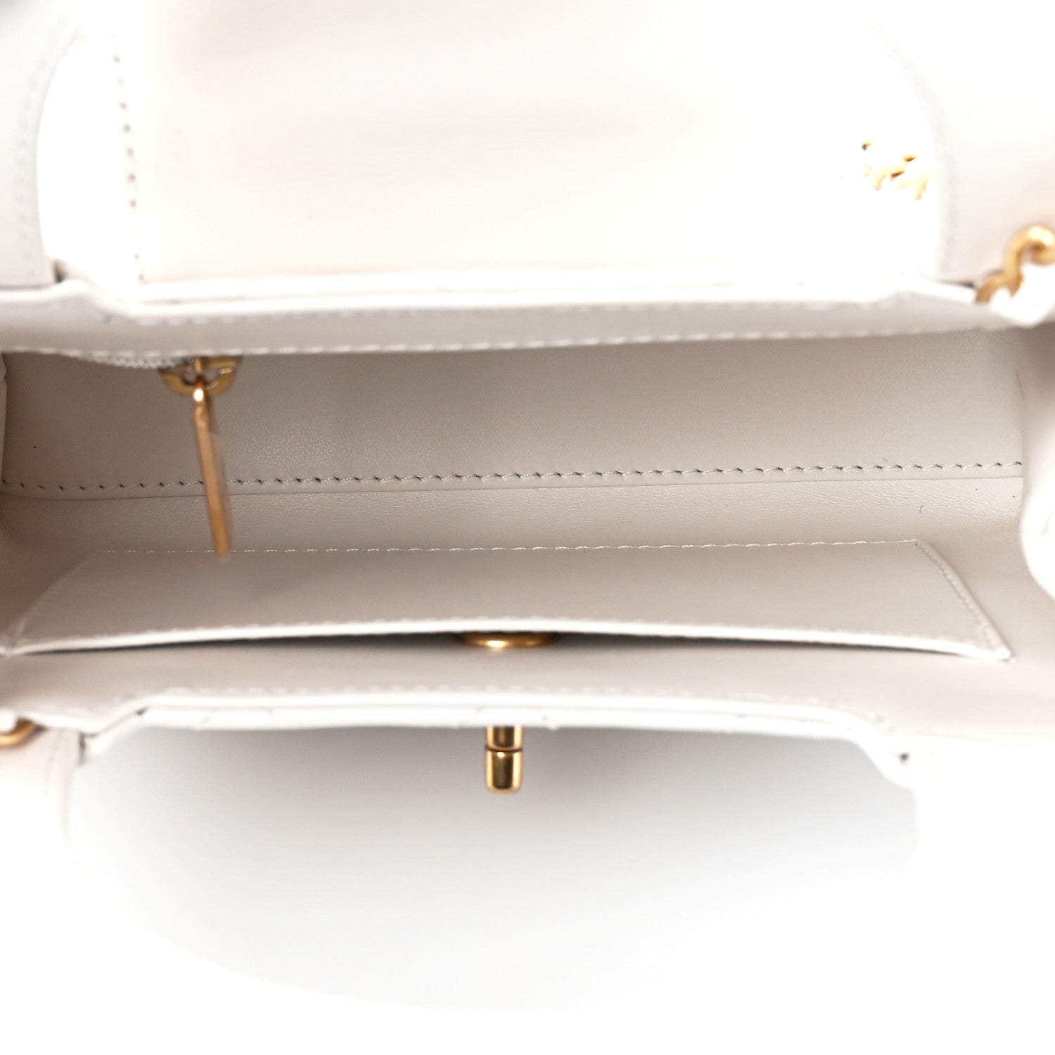 Chanel Shiny Aged Calfskin Quilted Nano Kelly Shopper White 5 of 11