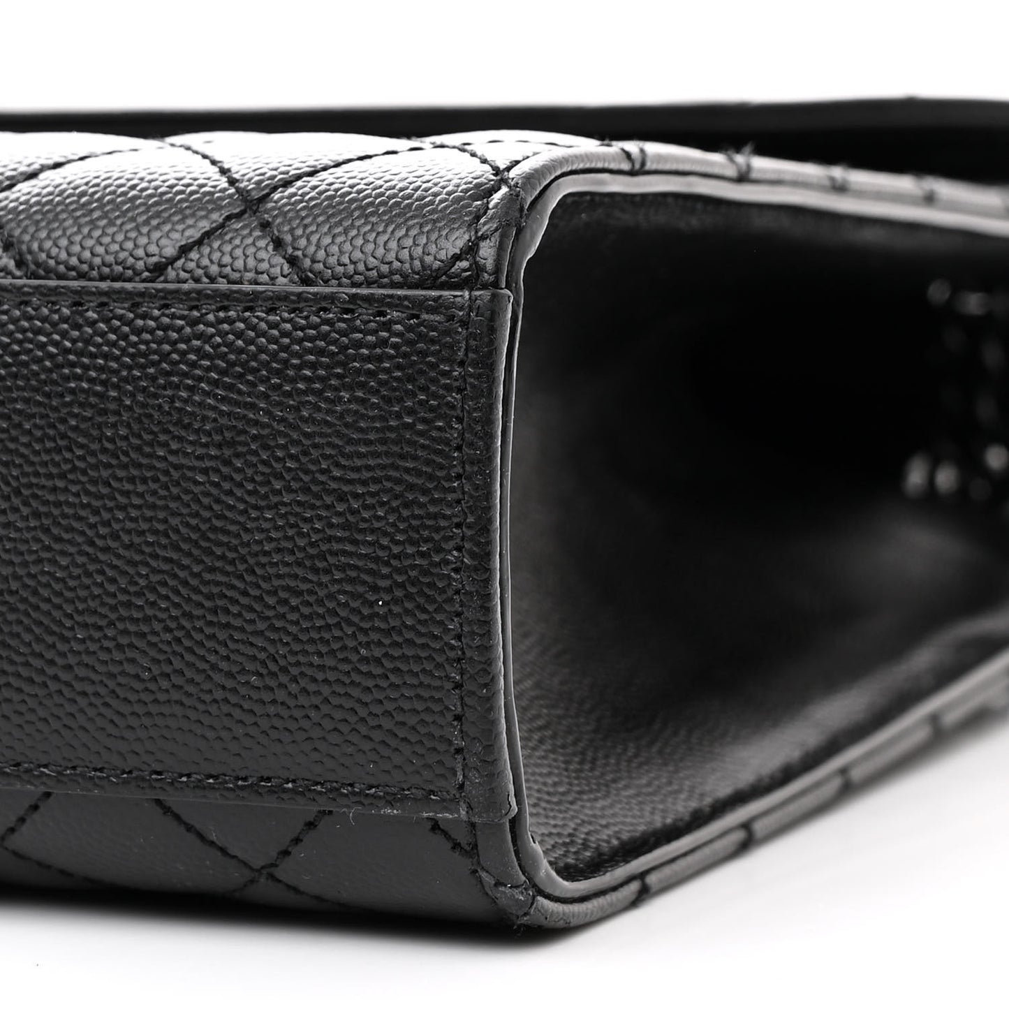 Grain De Poudre Textured Mixed Matelasse Triquilt Medium Monogram Monochrome Satchel Black