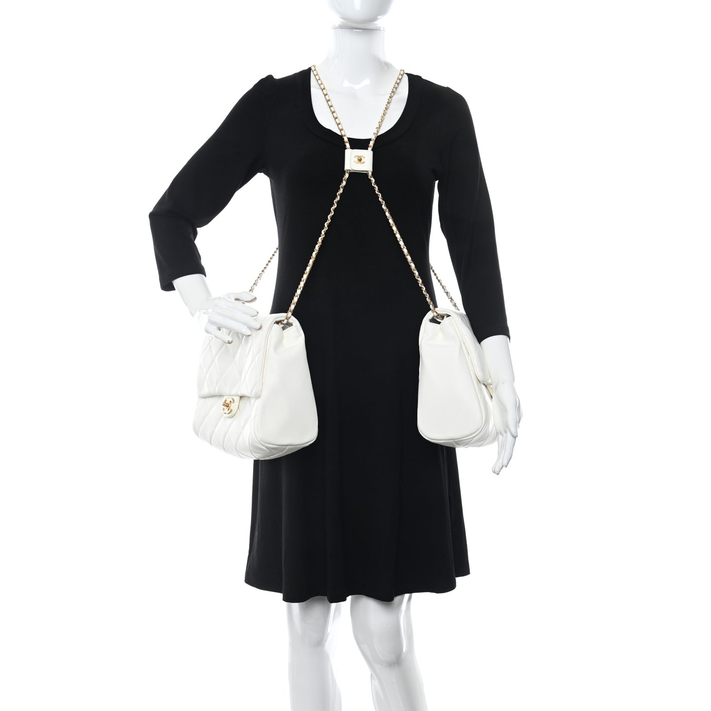 Lambskin Quilted Large Side-Packs White