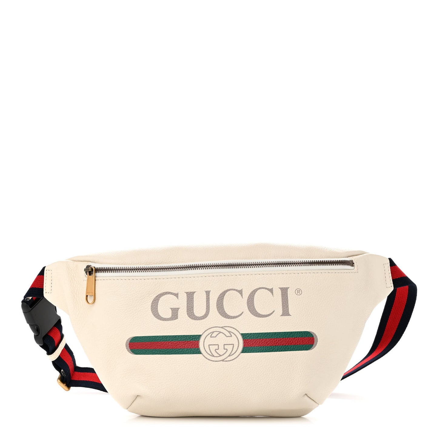 Grained Calfskin Logo Belt Bag White