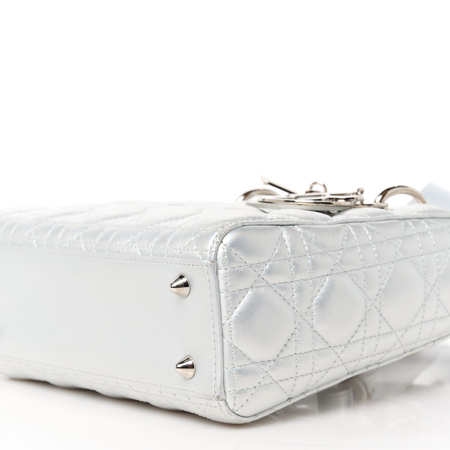 Iridescent Metallic Lambskin Cannage Small My ABCDior Lady Dior Silver