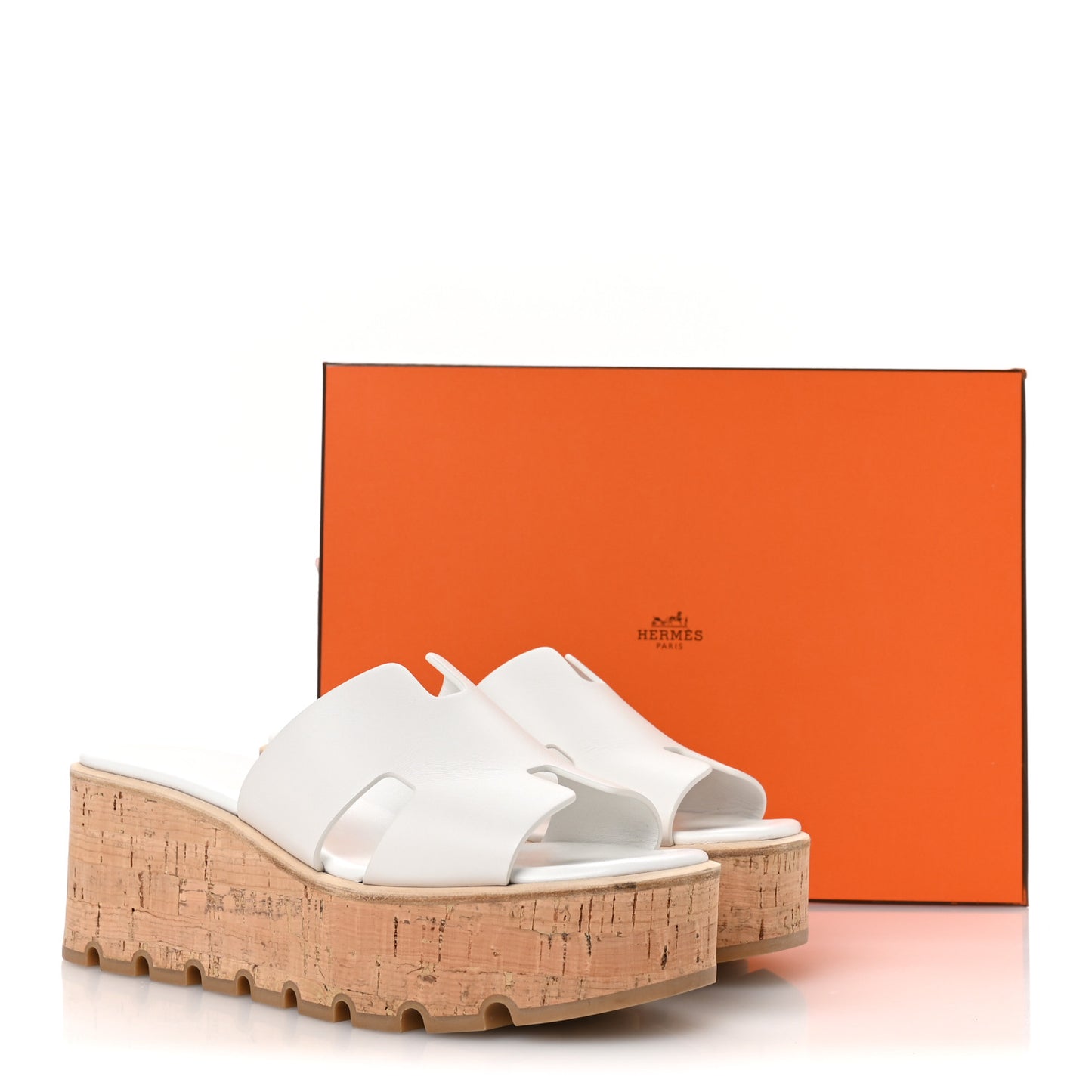 Calfskin Cork Eze 30 Sandals 40 White