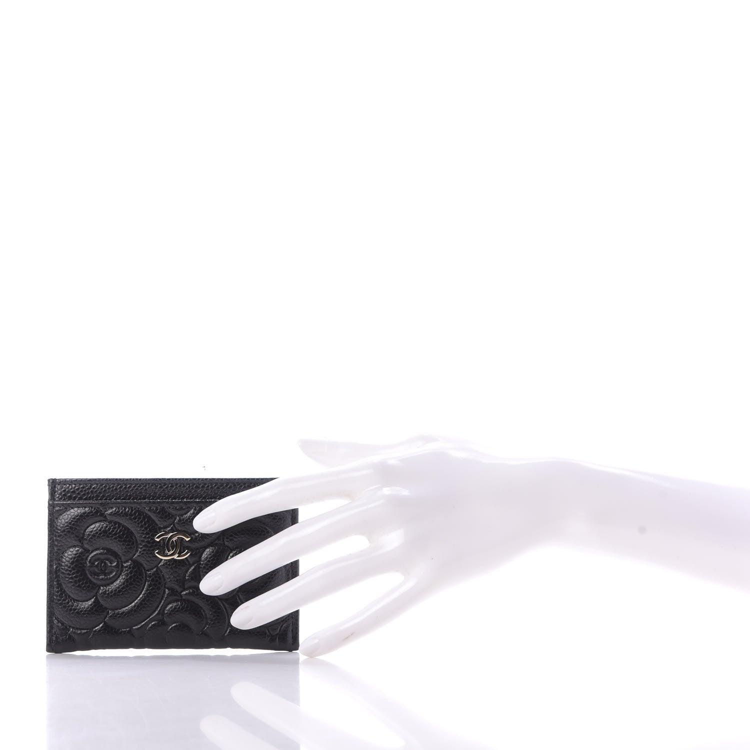 Chanel Caviar Camellia Embossed Card Holder Black 2 of 11