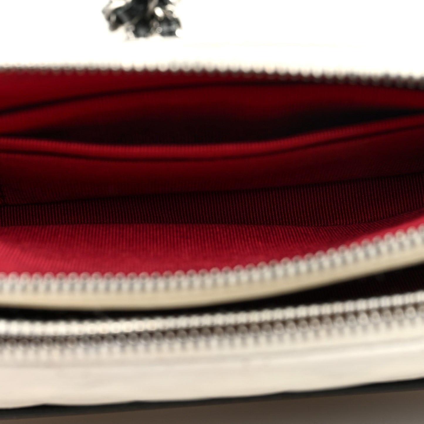 Aged Calfskin Quilted Small Gabrielle Clutch With Chain White Black