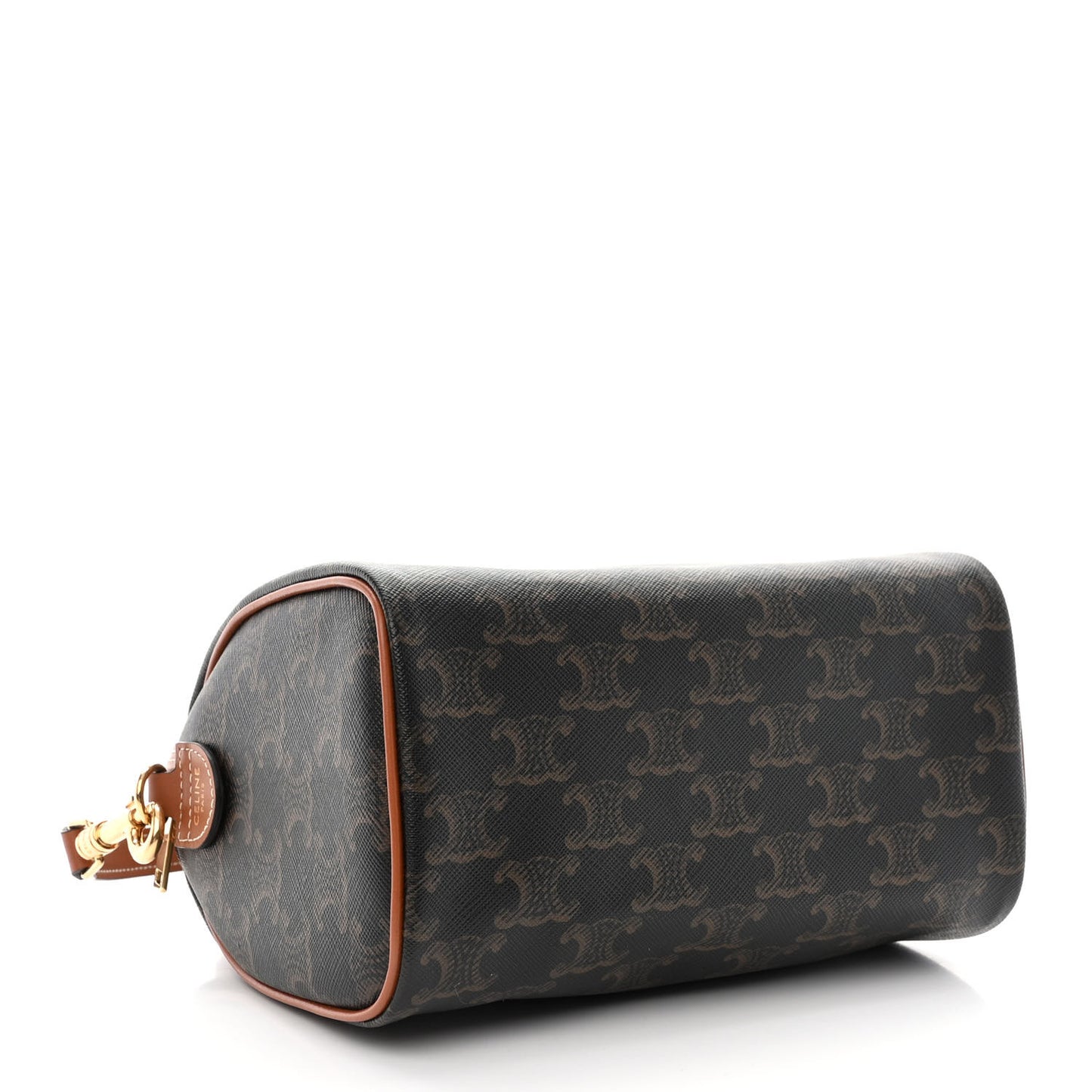 Triomphe Canvas Calfskin Small Boston Bag Tan