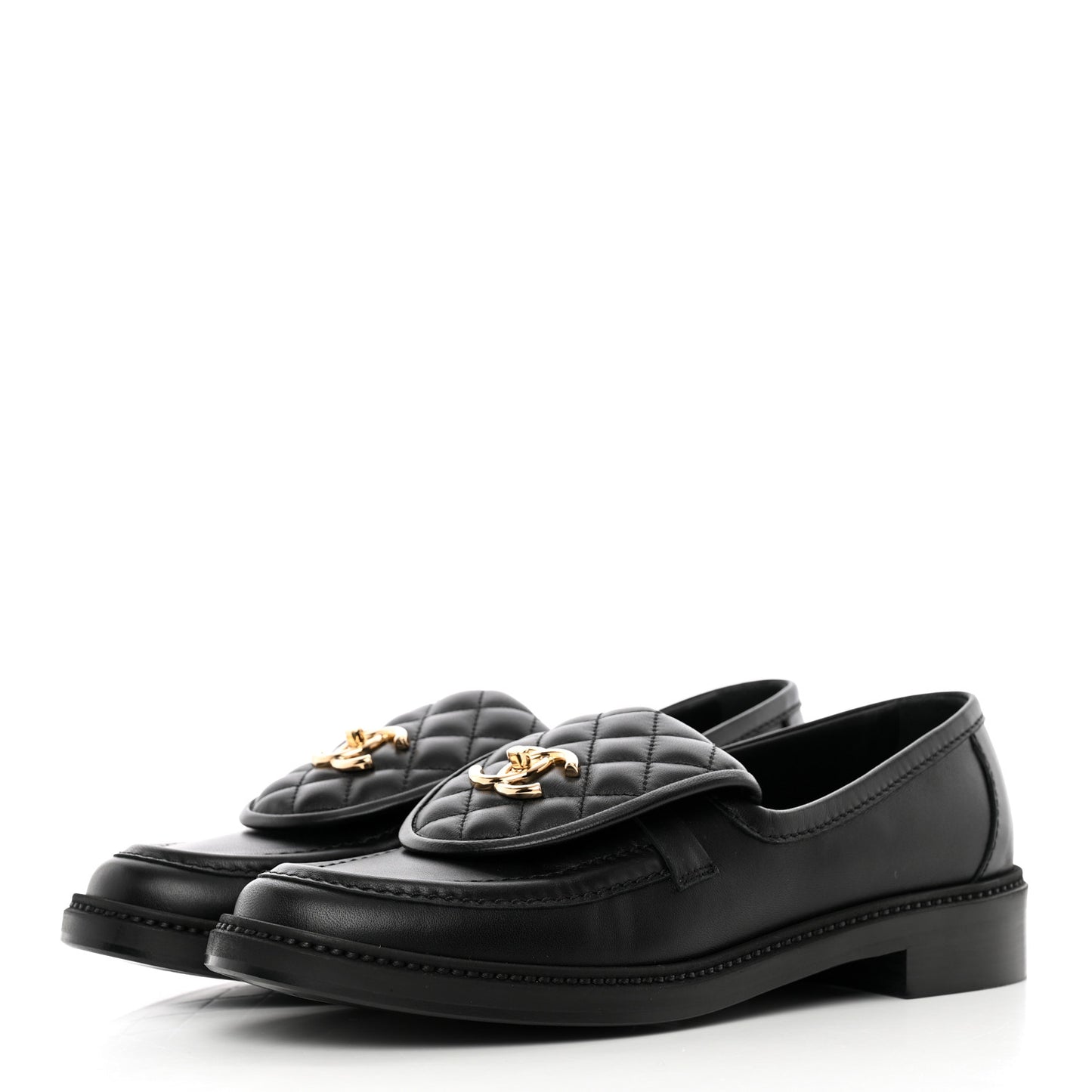 Lambskin Quilted CC Turnlock Loafers 41 Black