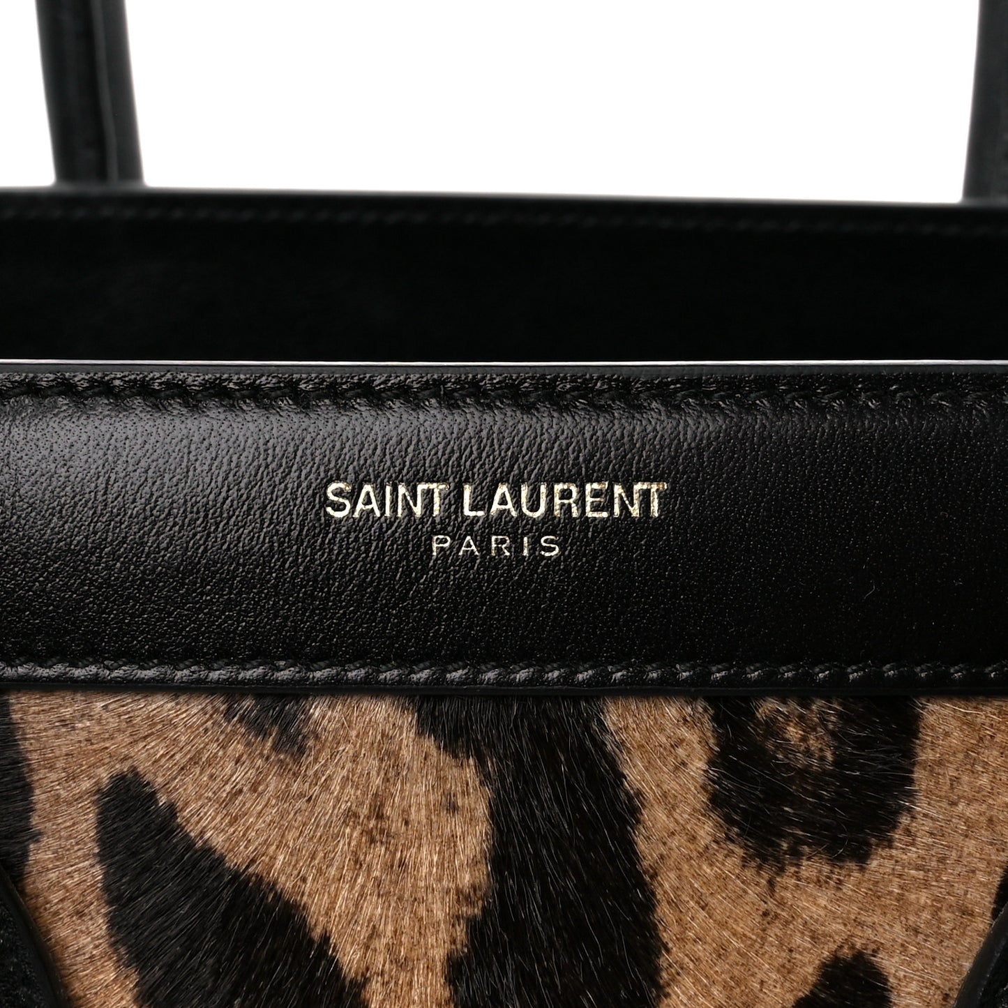 Calf Hair Leopard Print Small Sac De Jour Black
