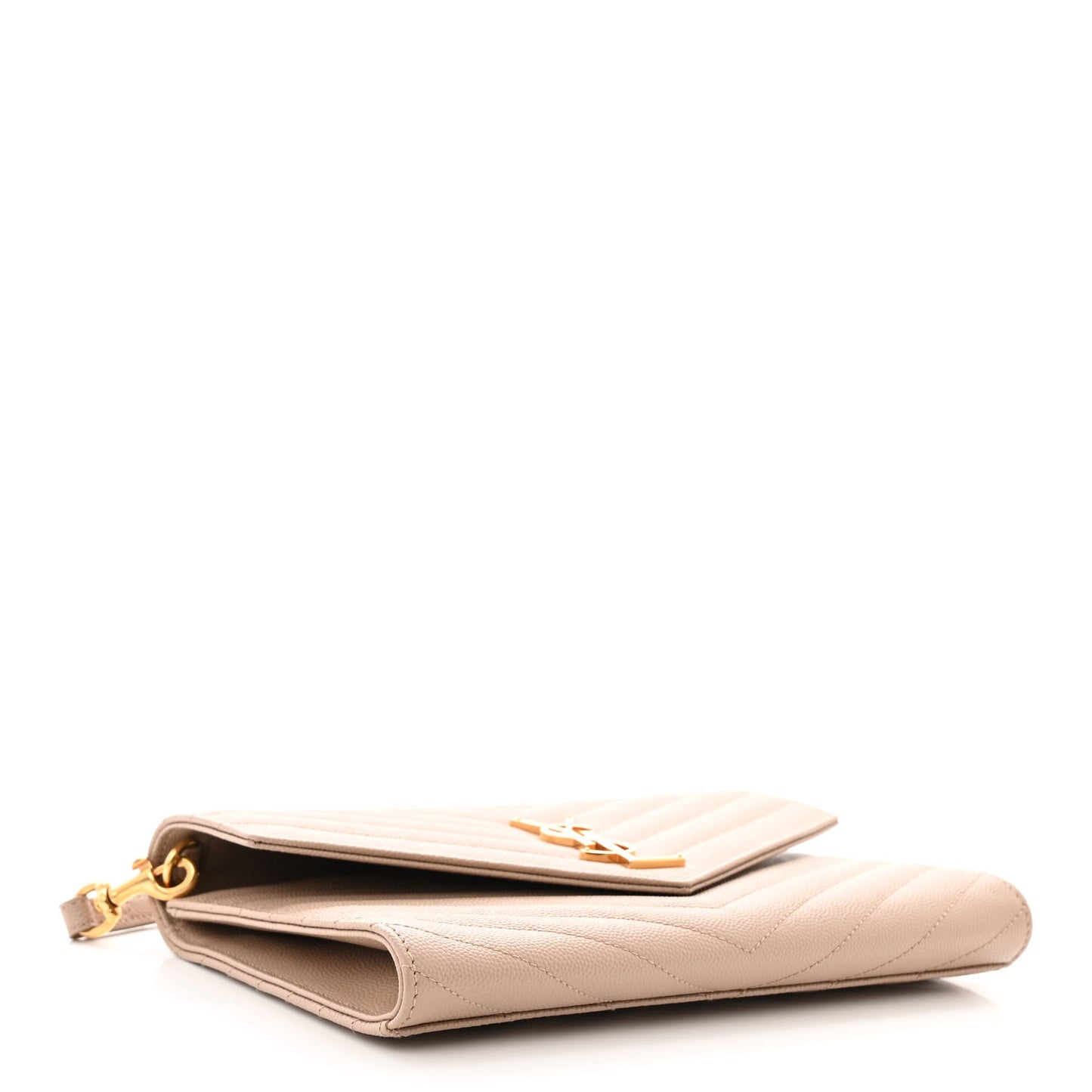 Grain De Poudre Matelasse Chevron Monogram Envelope Clutch Dark Beige
