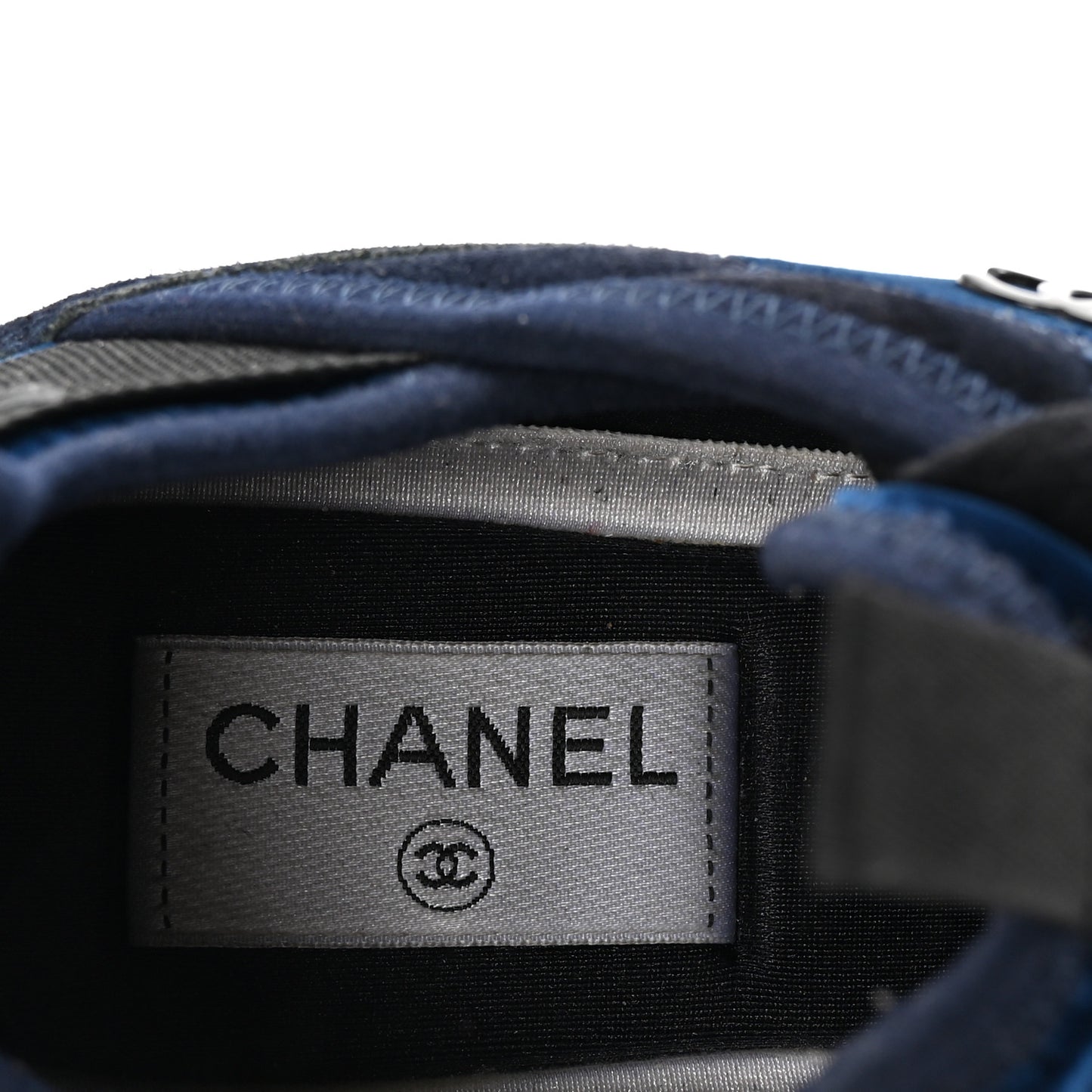 Suede Calfskin Velvet Grosgrain CC Sneakers 37 Navy Blue Black