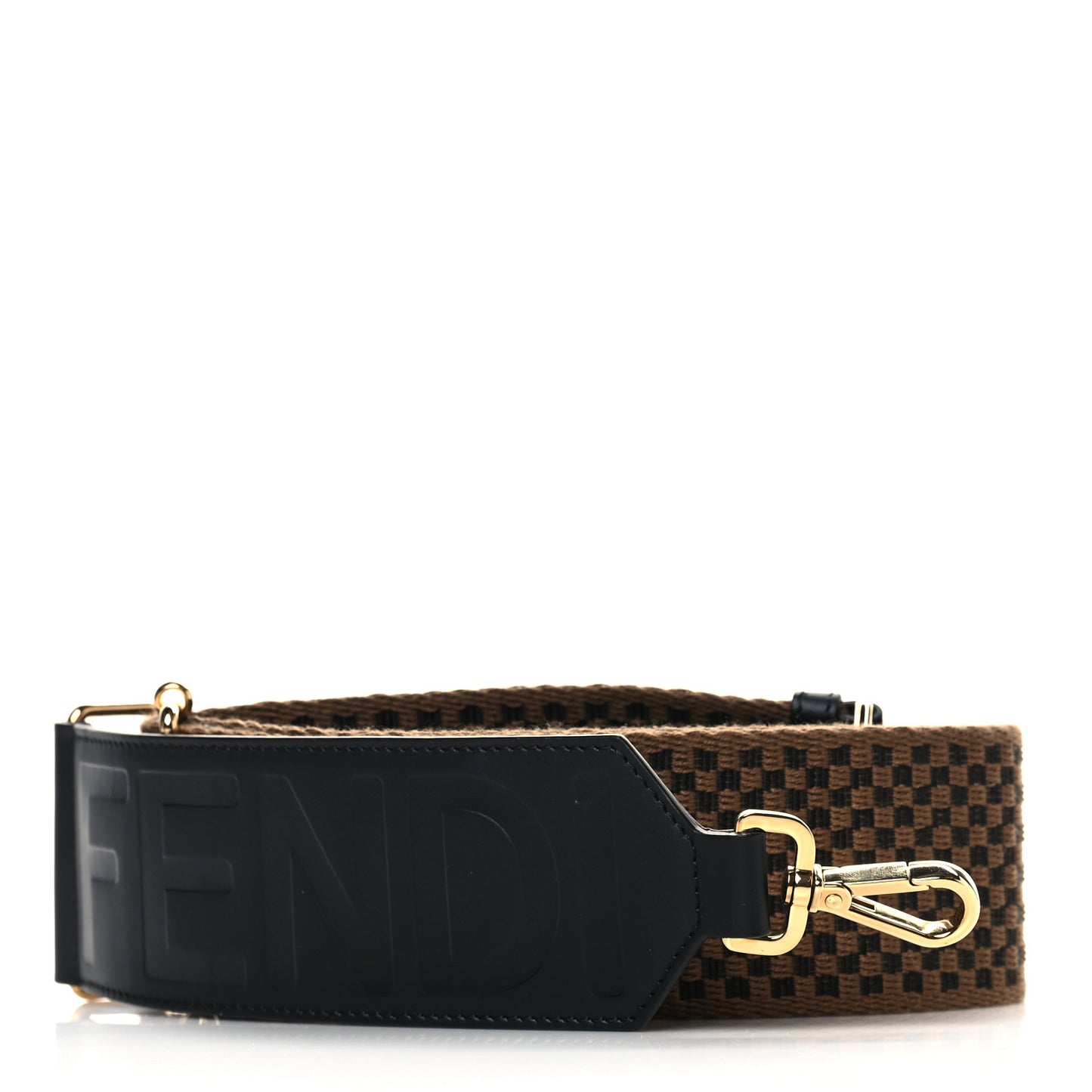 Ribbon Vitello King Logo Embossed Gingham Woven Adjustable Strap You Panna Black