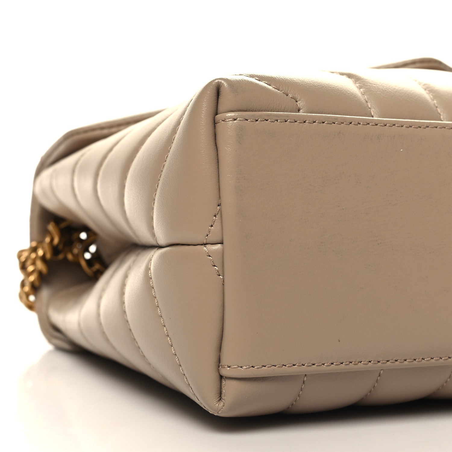 Saint Laurent Calfskin Y Quilted Monogram Small Loulou Chain Satchel Dark Beige 10 of 11