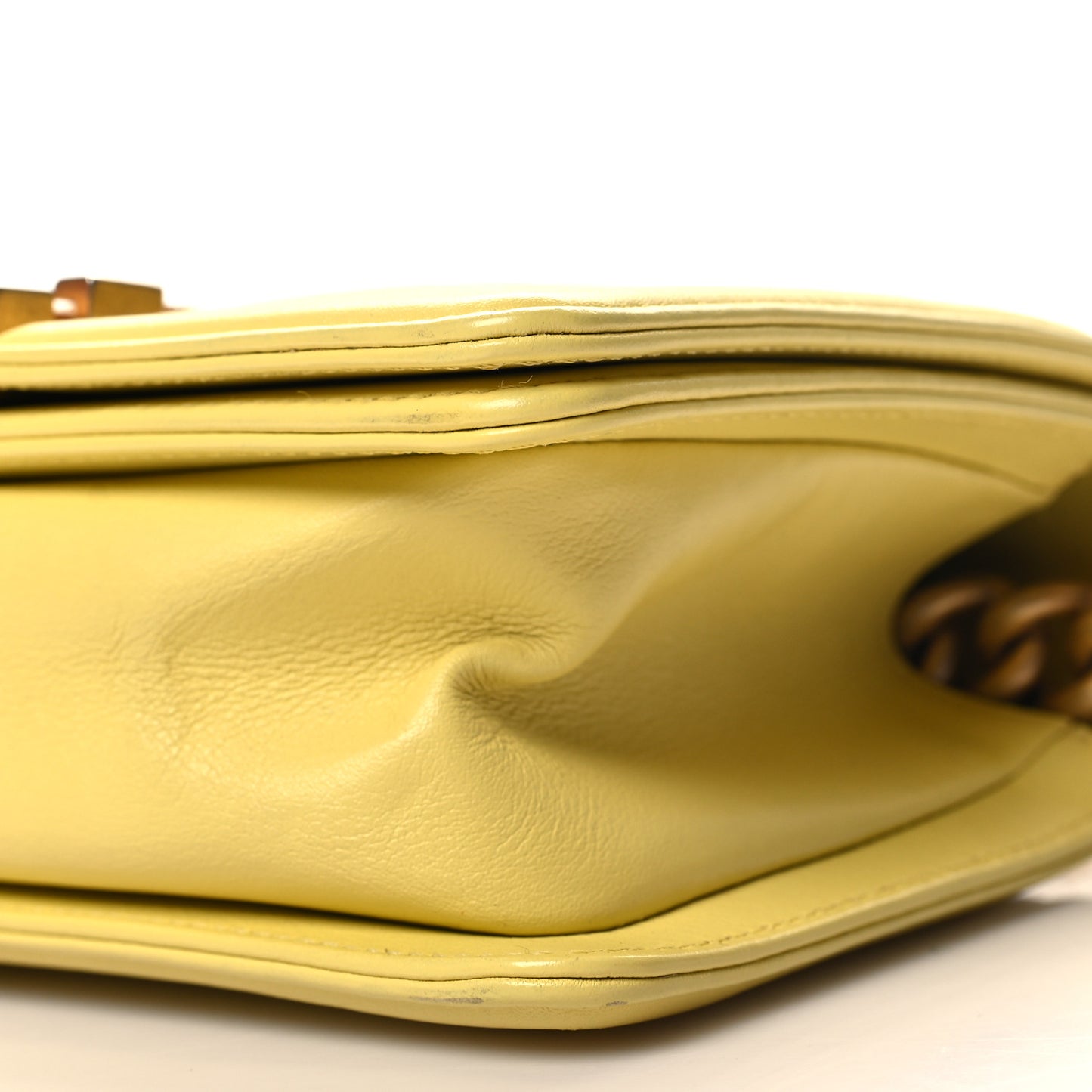 Lambskin Chevron Quilted Small Boy Flap Yellow