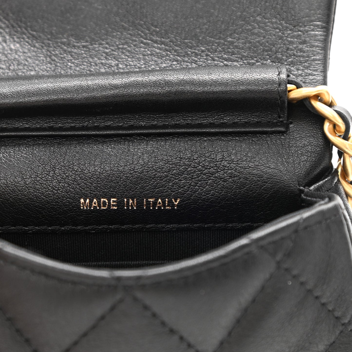 Calfskin Quilted Mini Coco Mail Clutch with Chain Black