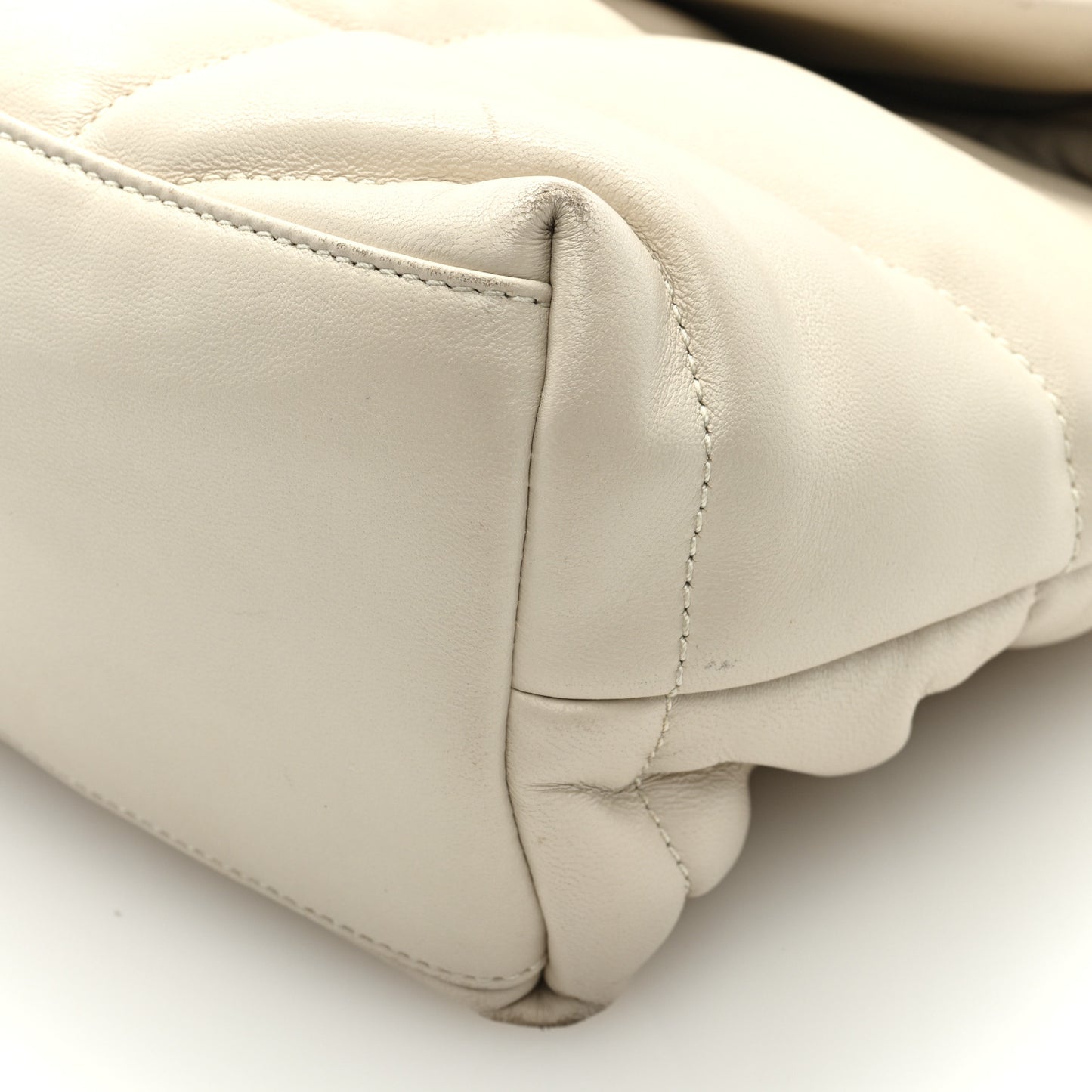 Lambskin Quilted Small Loulou Puffer Monogram Chain Satchel Blanc Vintage