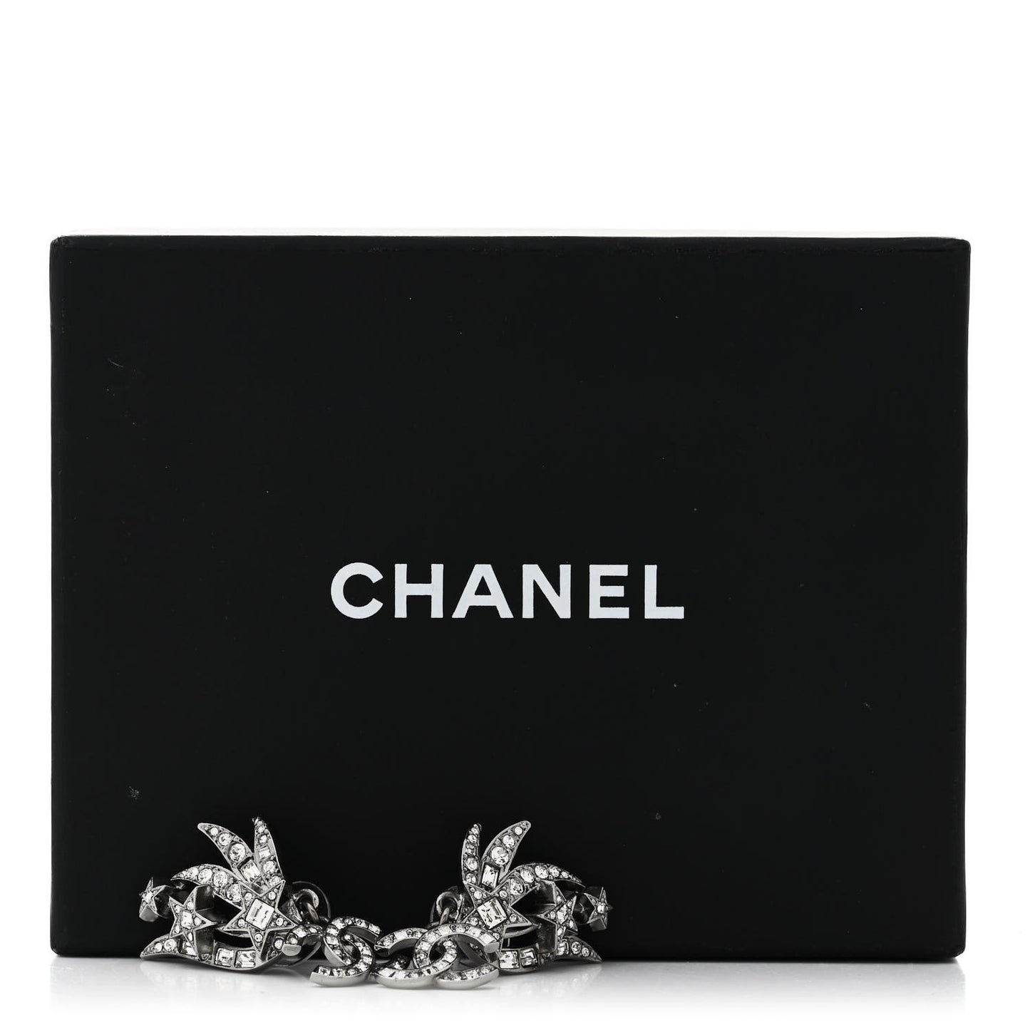 Crystal Baguette CC Wing Star Earrings Silver