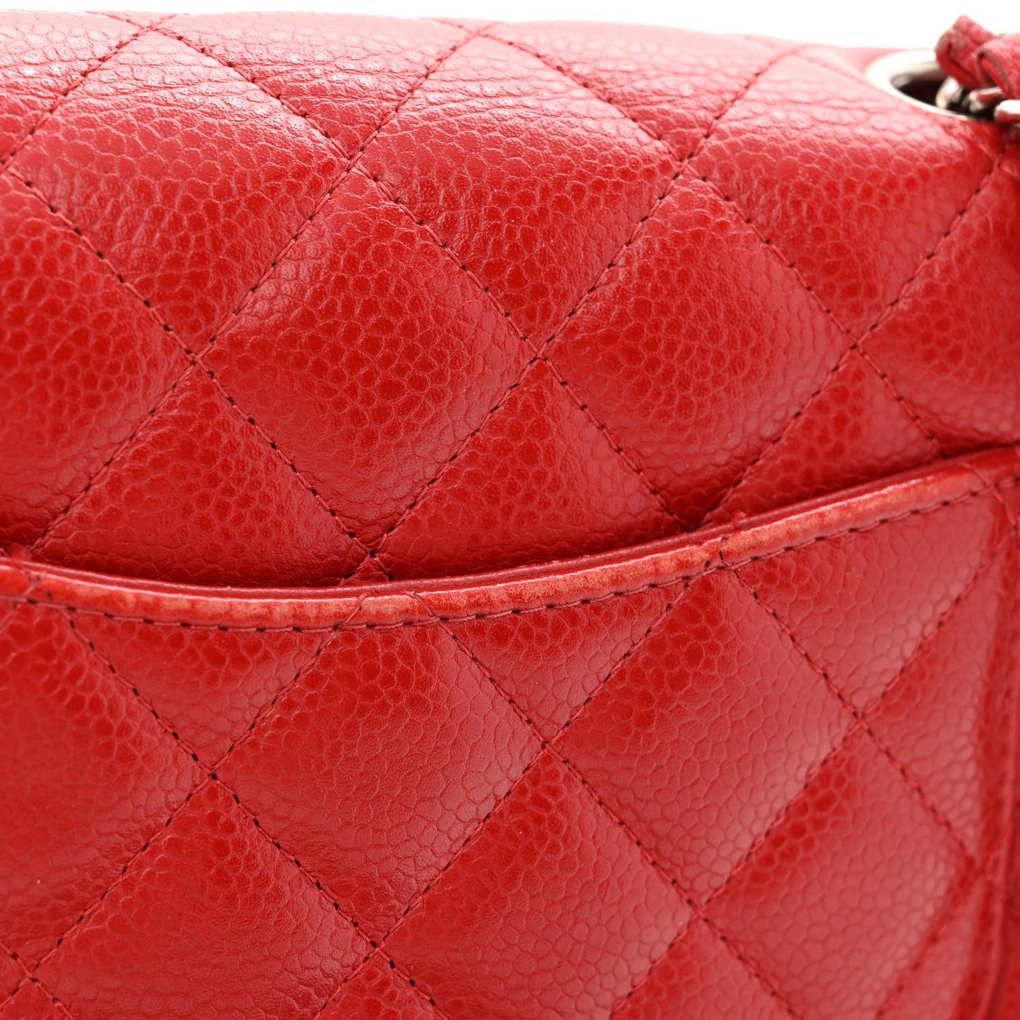 Caviar Quilted Mini Rectangular Flap Red