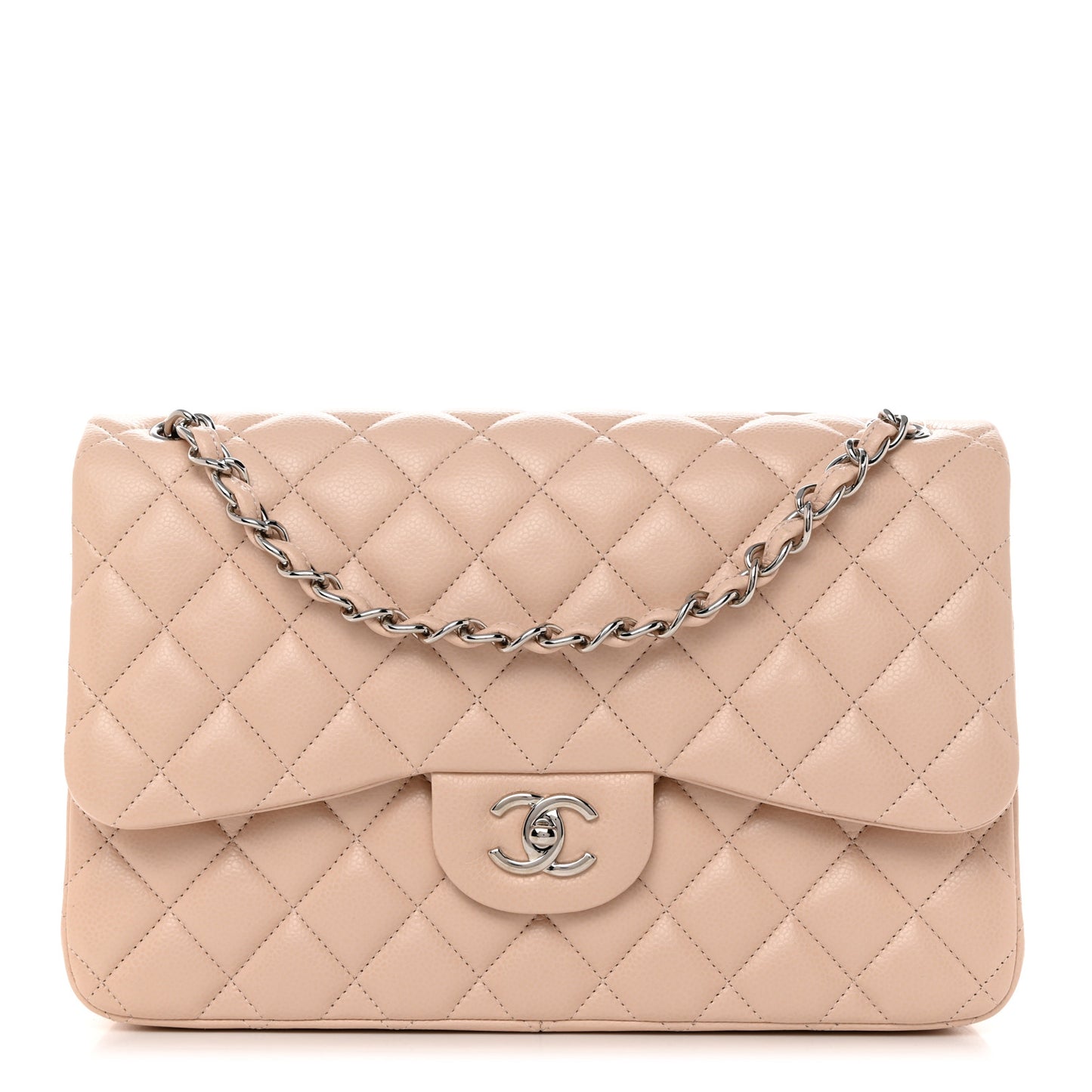 Caviar Quilted Jumbo Double Flap Light Pink