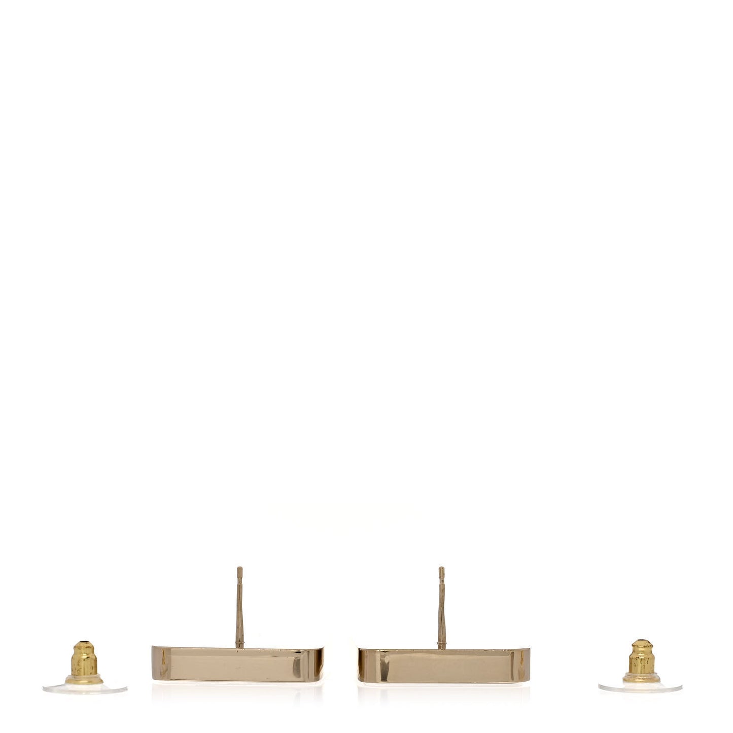 Metal Enamel CC Square Earrings Gold Black