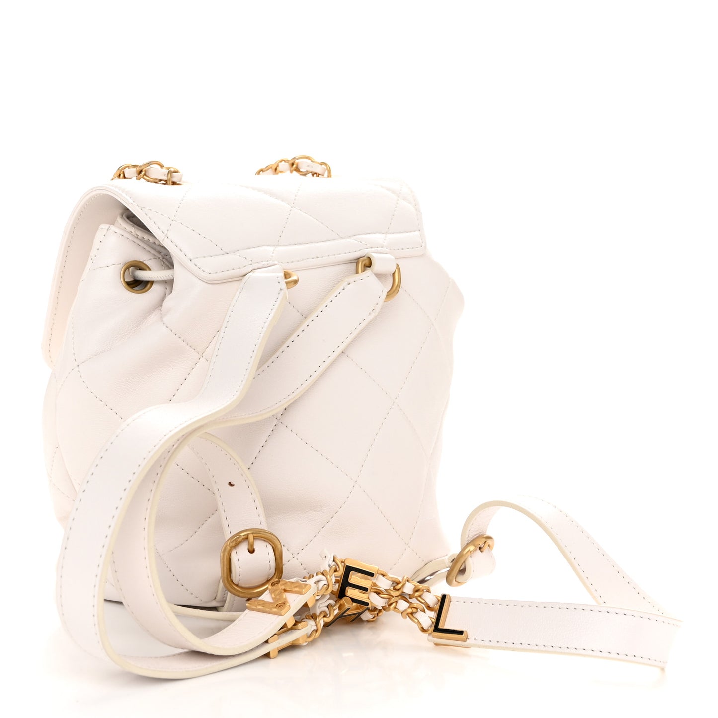 Lambskin Quilted Backpack White
