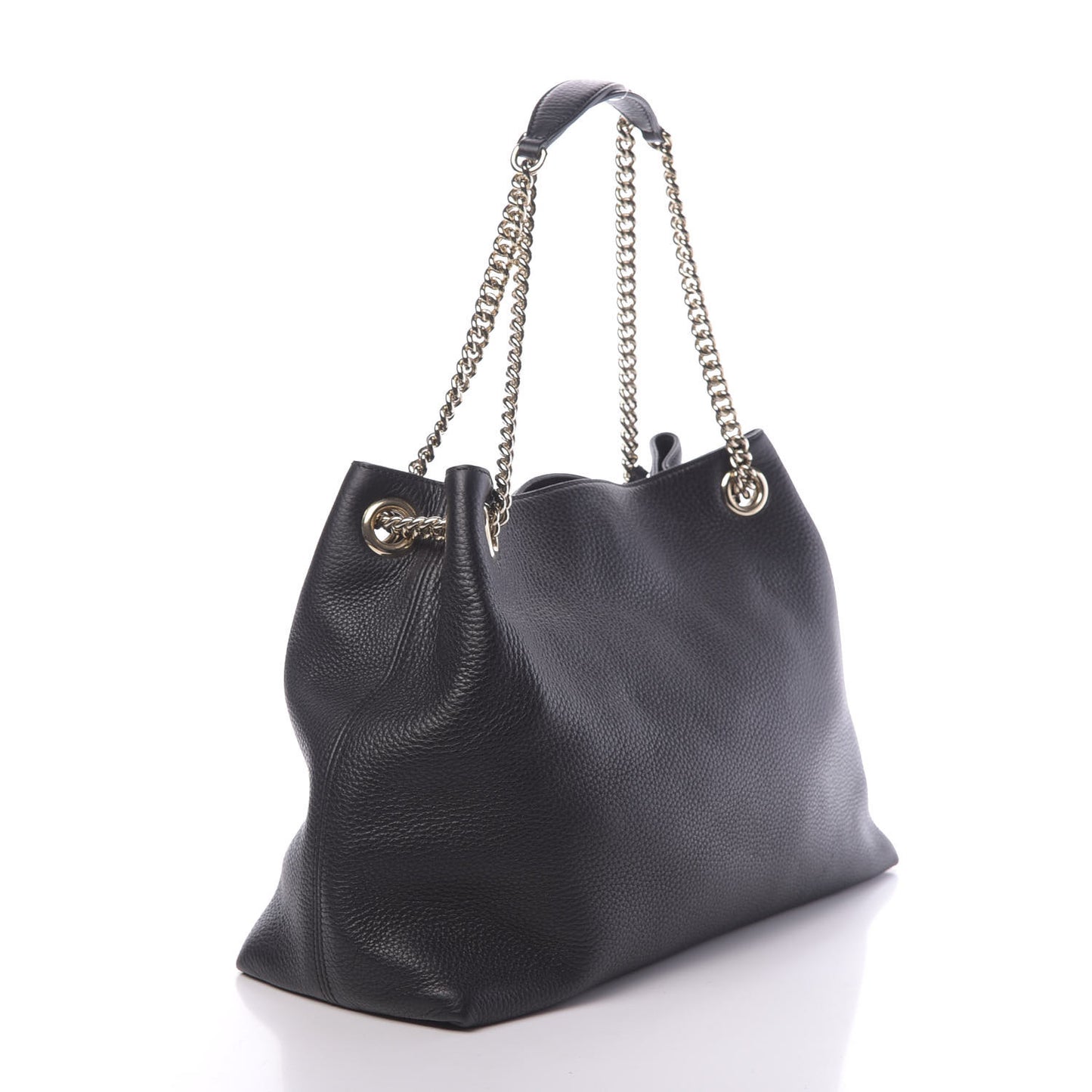 Pebbled Calfskin Medium Soho Chain Shoulder Bag Black