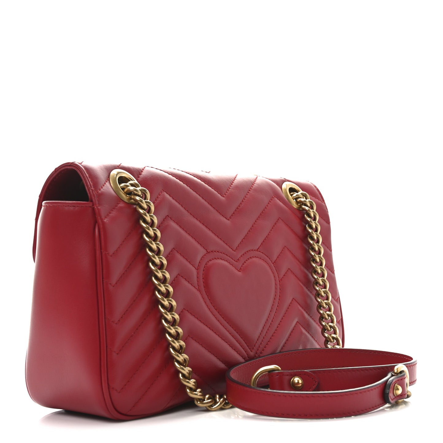 Calfskin Matelasse Small GG Marmont Shoulder Bag Hibiscus Red