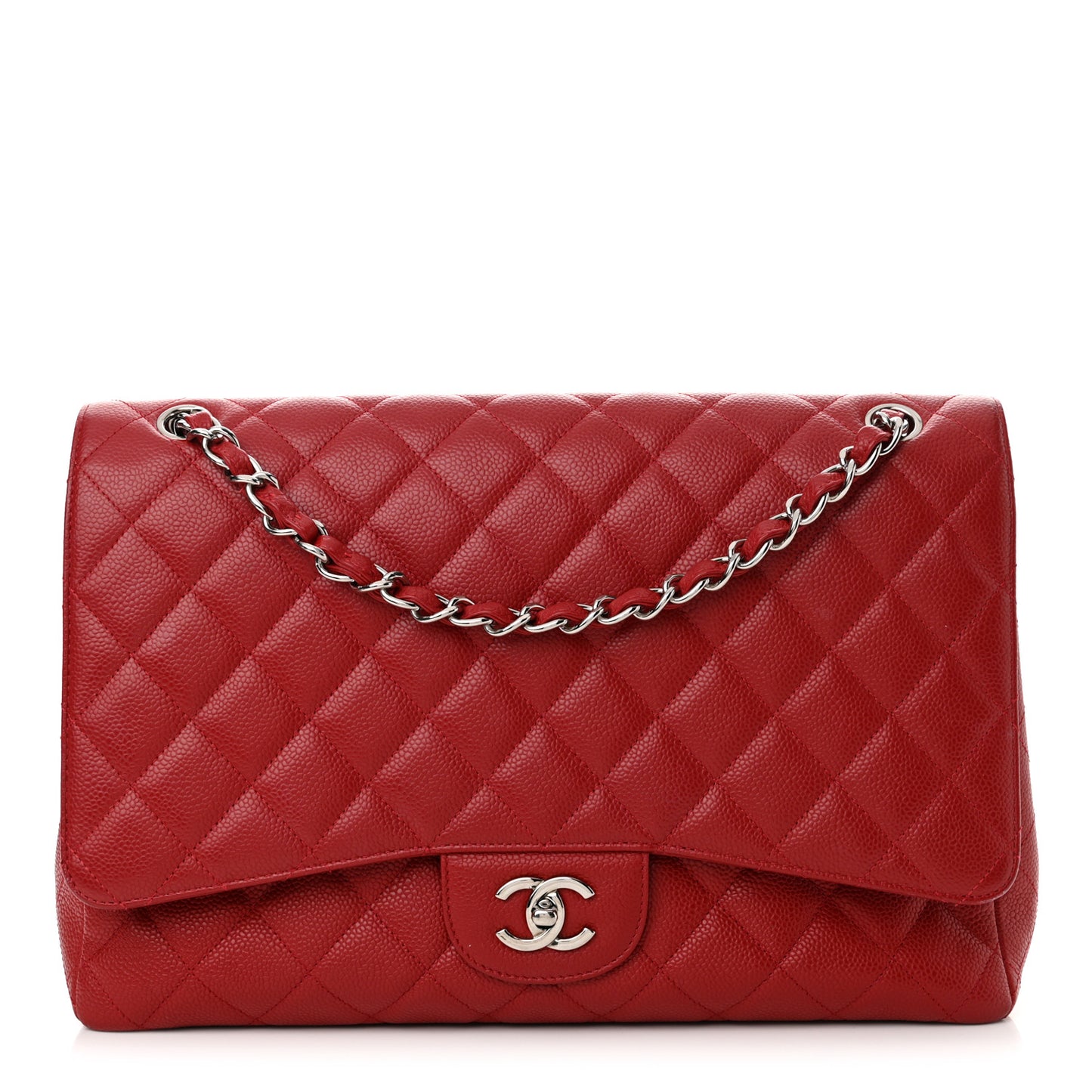 Caviar Quilted Maxi Single Flap Red