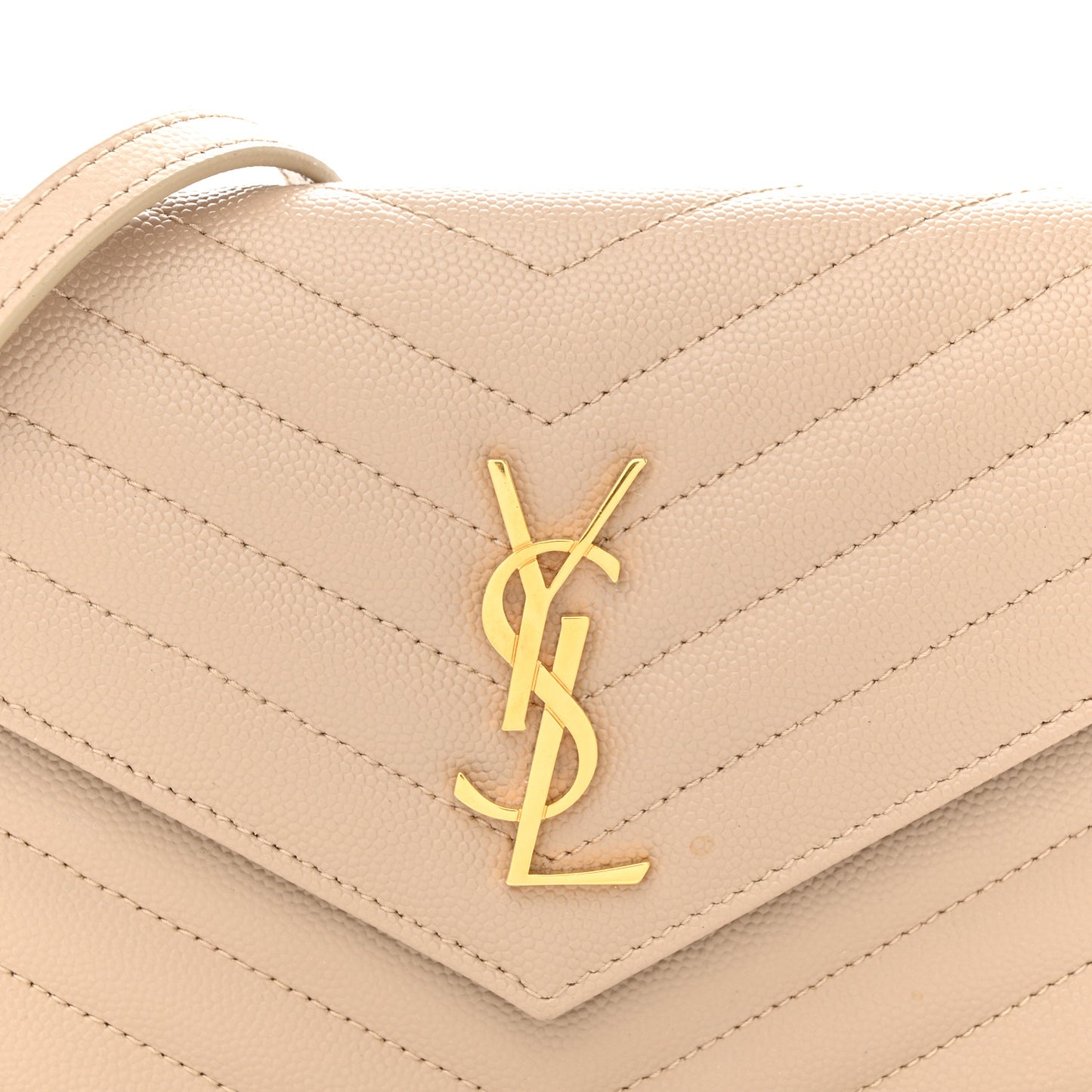 Grain De Poudre Matelasse Chevron Monogram Envelope Chain Wallet Nude Powder