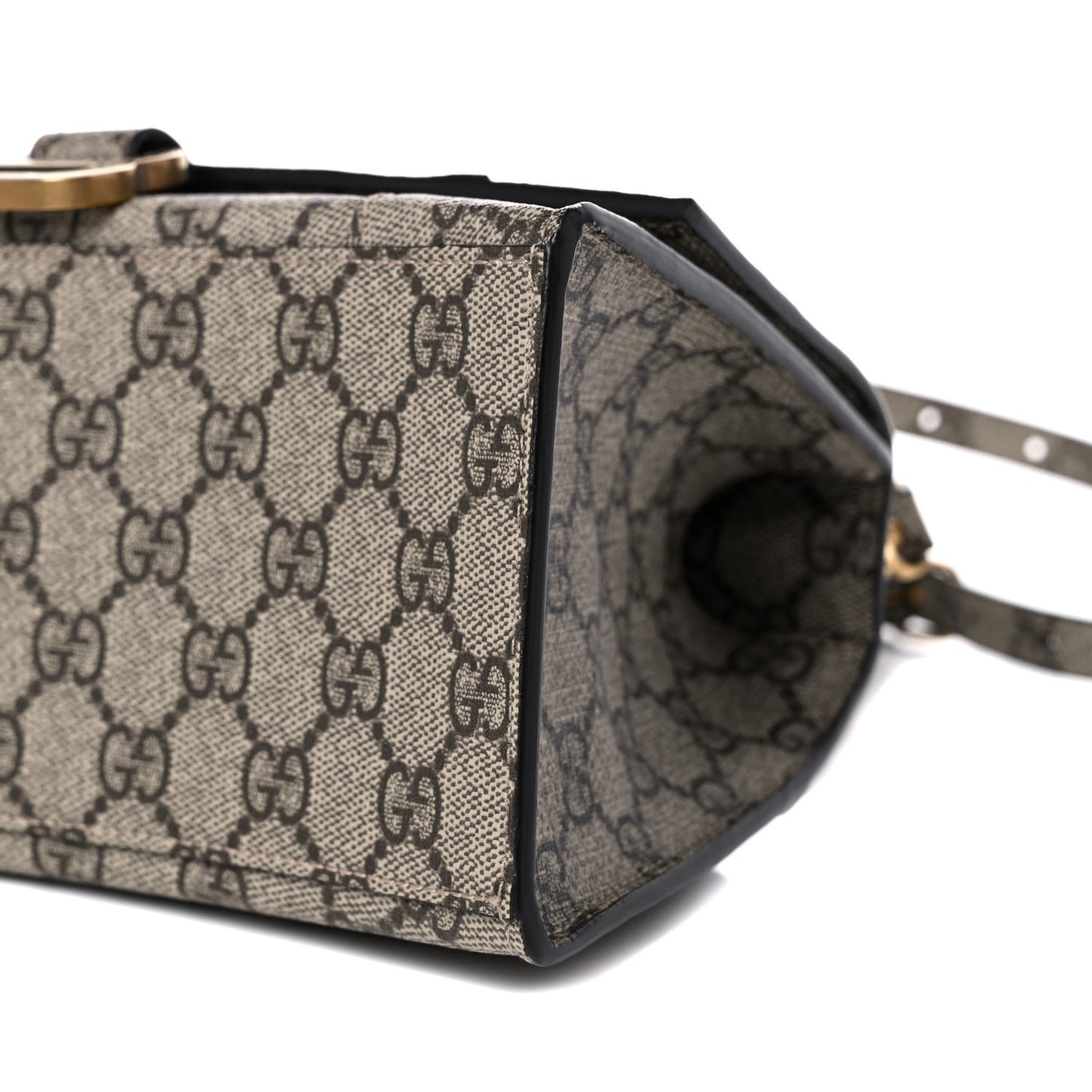 X GUCCI GG Supreme Monogram Small Hourglass Top Handle Bag Beige Ebony