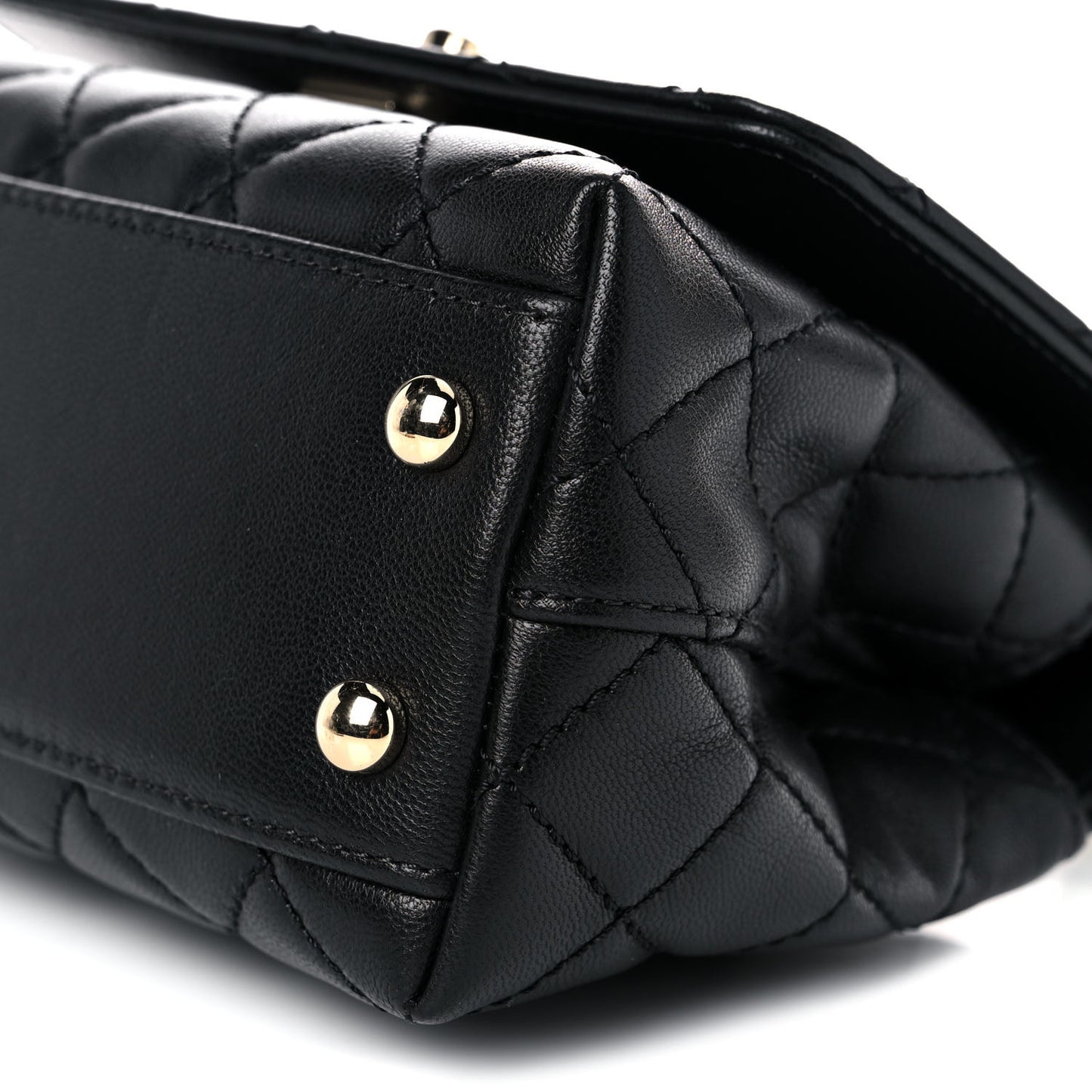 Goatskin Quilted Rainbow Extra Mini Coco Handle Flap Black